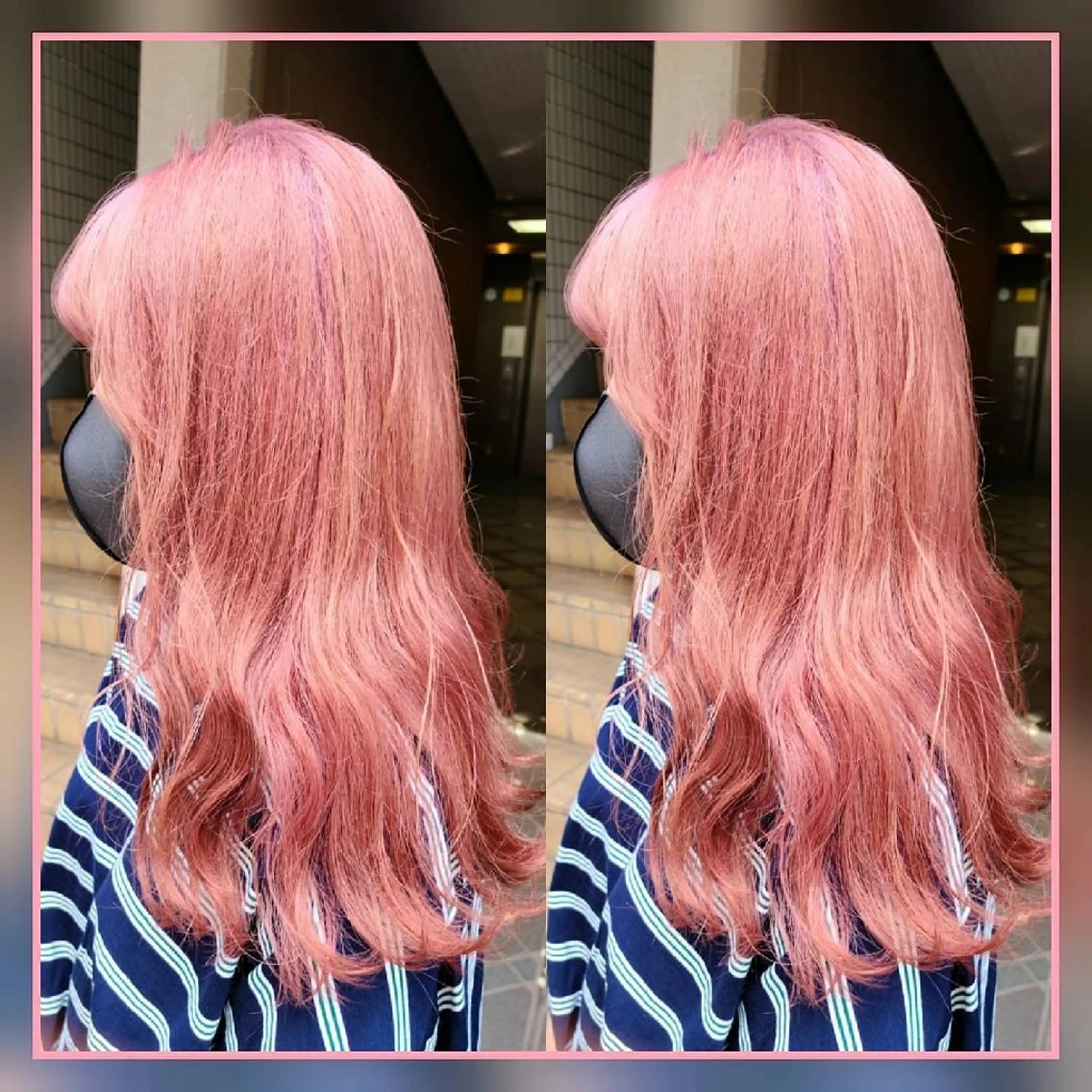 ロング カラー ブリーチ 透明感カラー オレンジ ピンクカラー [Lil by  JIL BLAN]所属・田中 孝征のヘアスタイル