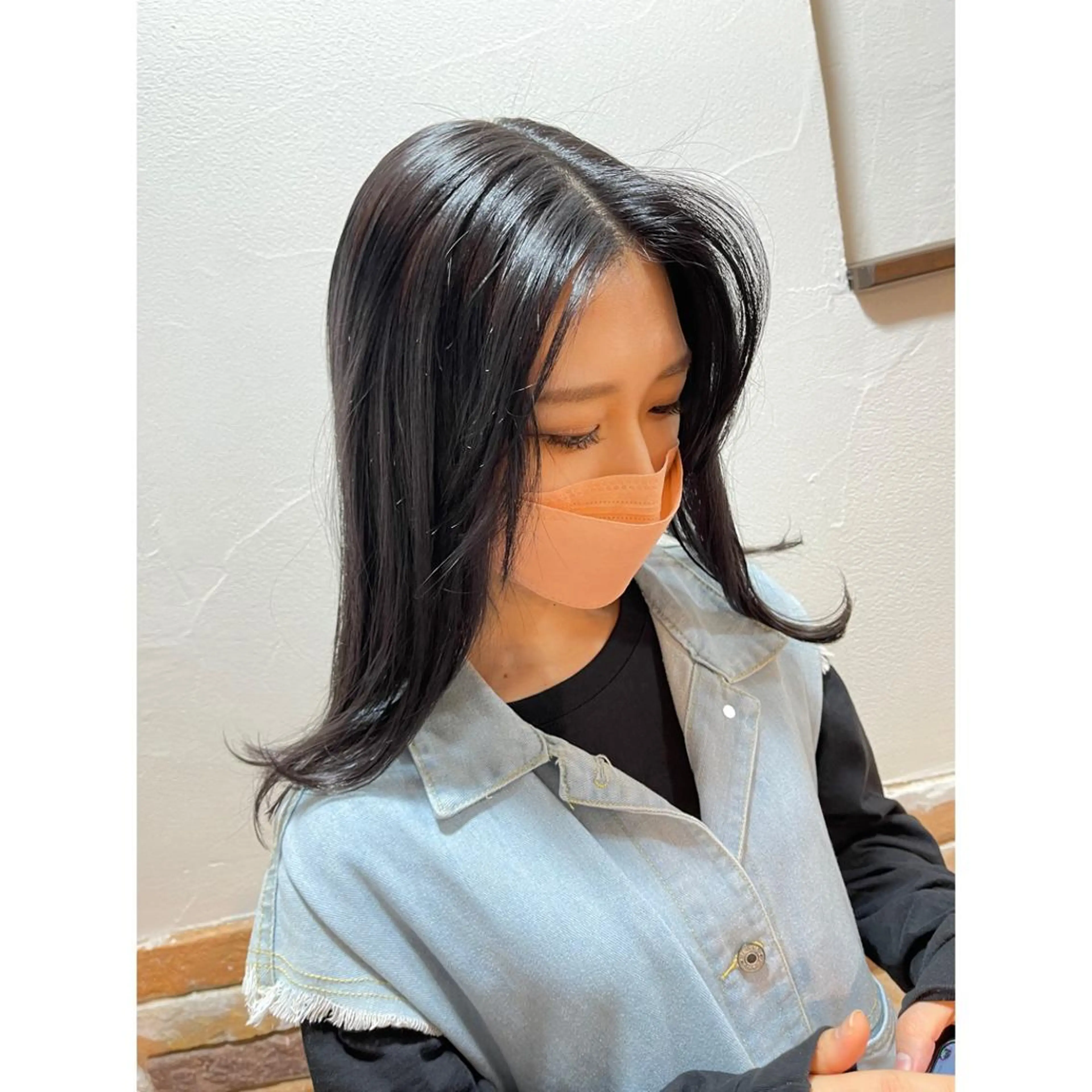 ロング カラー ヘアアレンジ 黒髪 ブルーカラー ブルーブラック 宮川 莉央のその他イメージ