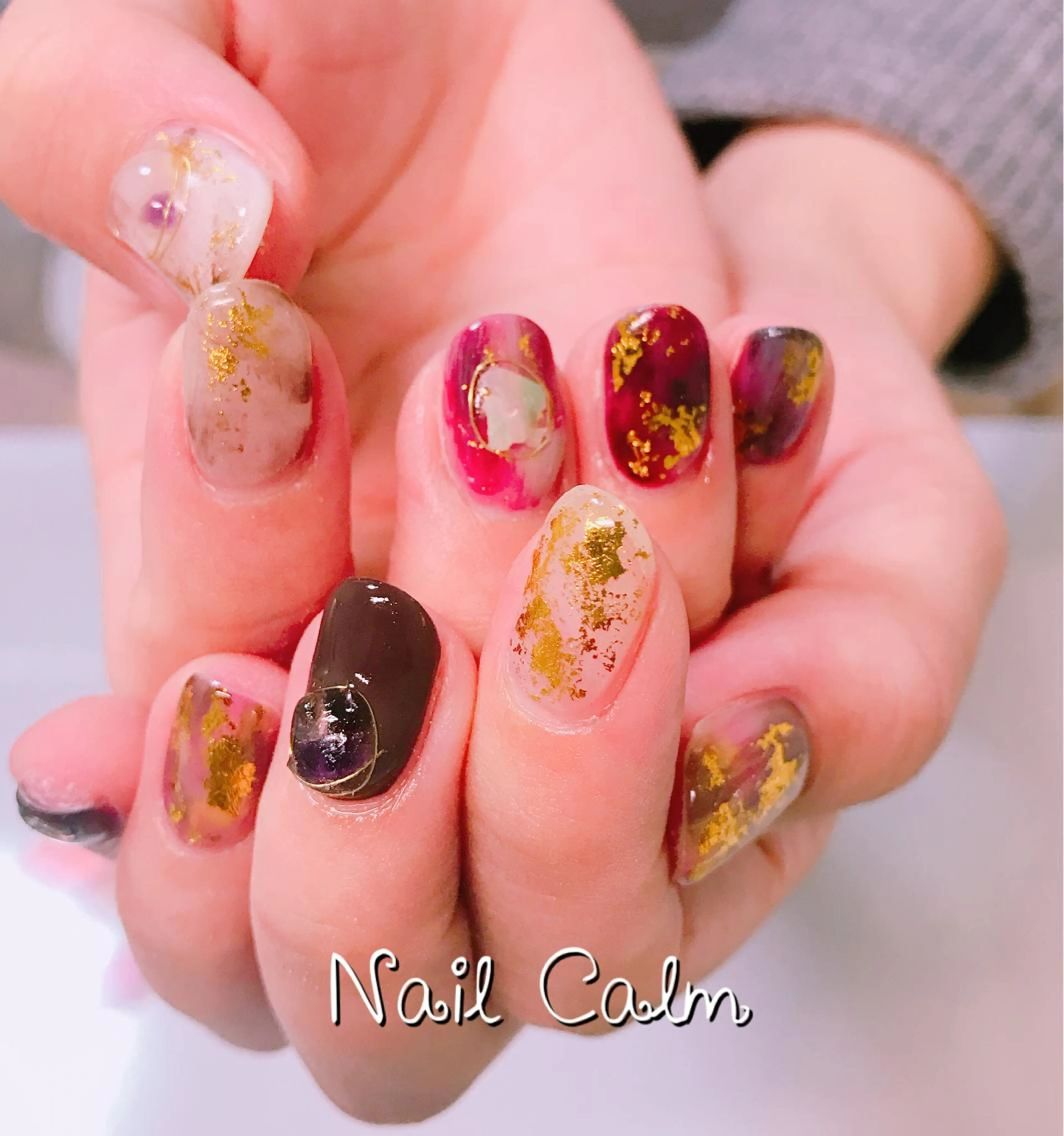 ネイル 成人式 ハンドネイル Nail Calm所属・プライベートサロン Calmのネイルデザイン