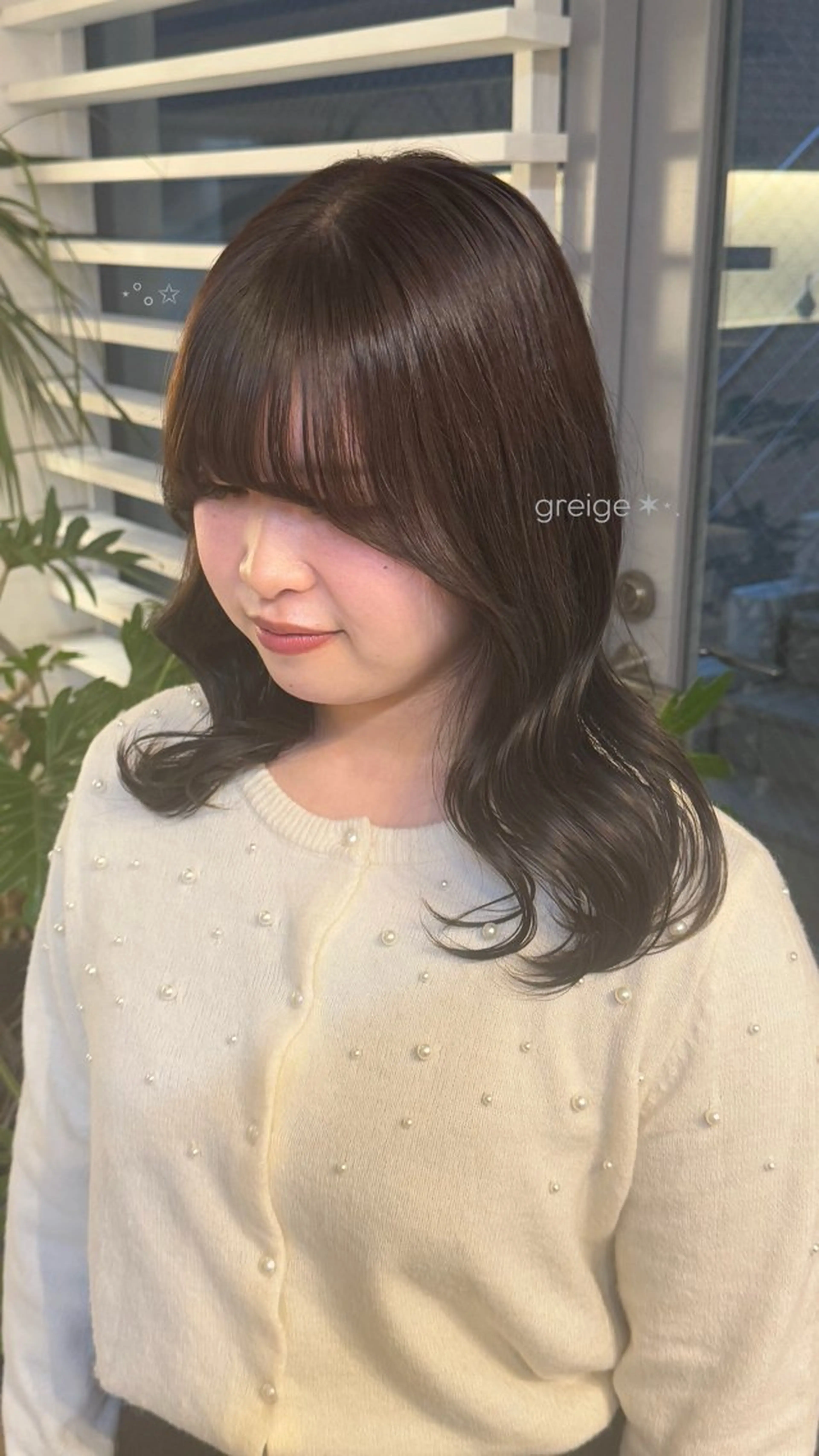 セミロング カラー ヘアアレンジ 透明感カラー グレージュ ヘアカラー ᵐⁱᵏⁱᵏᵒ /暖色･透明感カラーのヘアスタイル