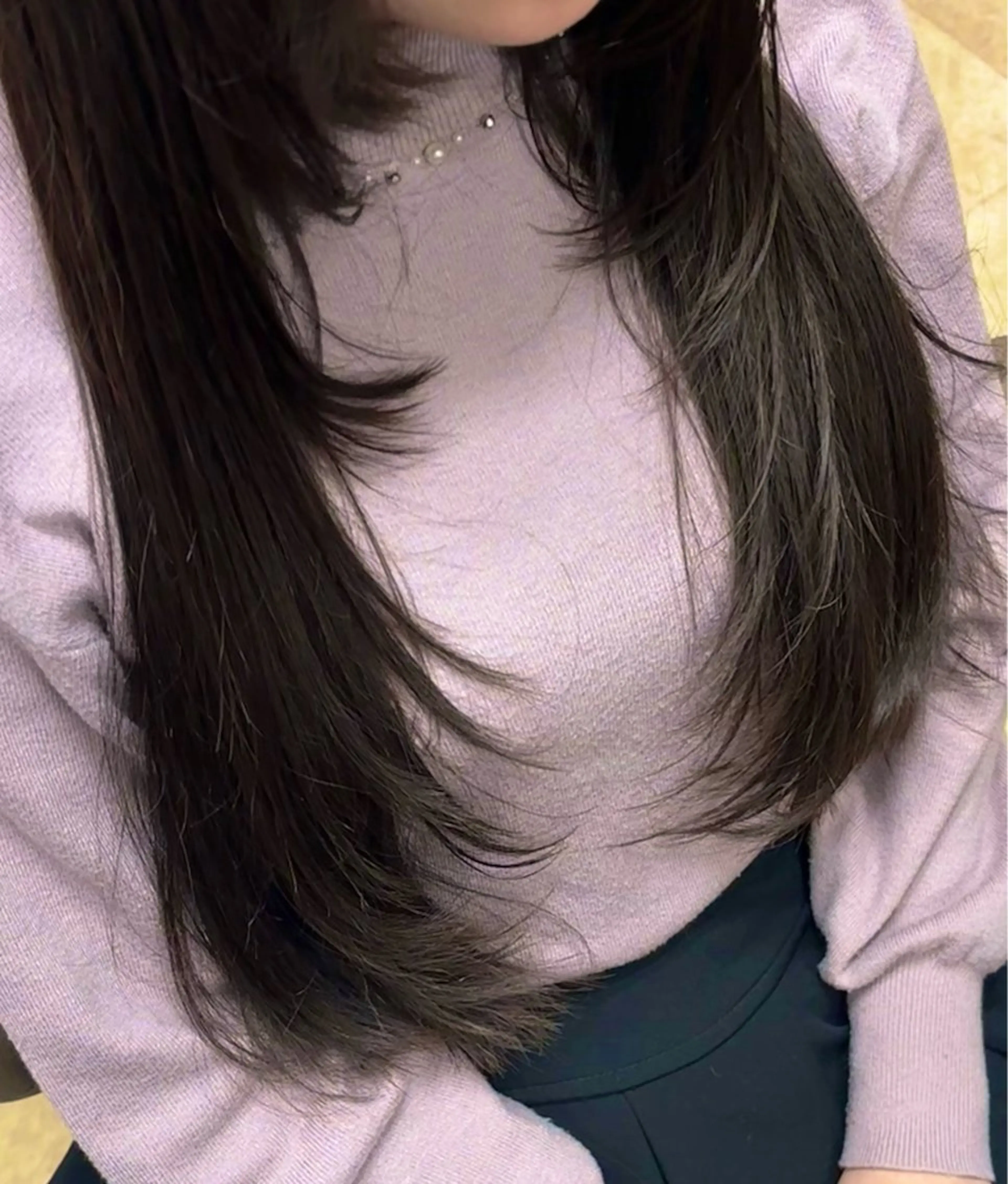 ロング ロングレイヤー 顔周りカット 学生 レイヤーカット ロング カット オーガニック・透明感 カラー✨️竹内滉太のヘアスタイル