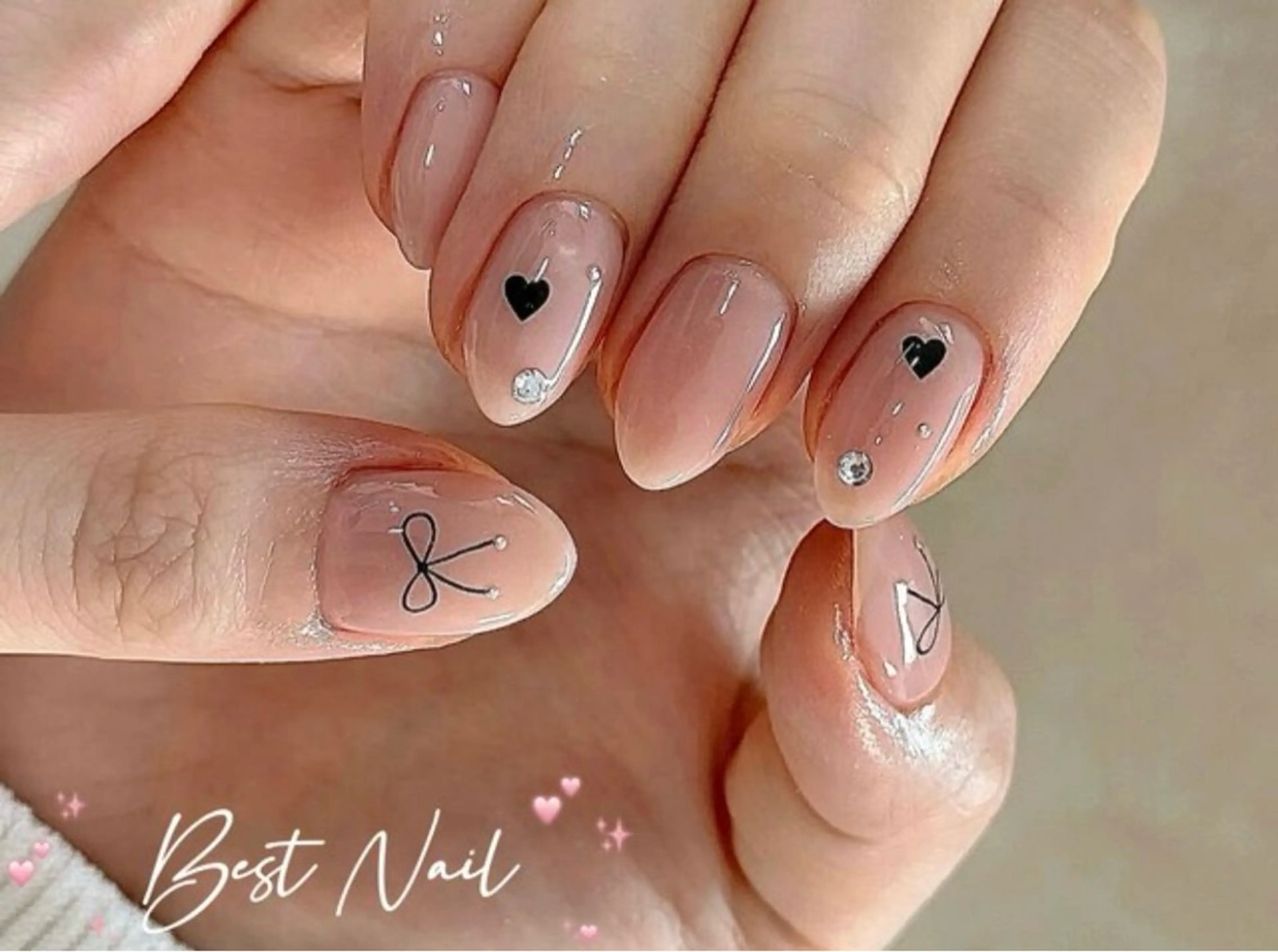 ネイル オーロラネイル クリアネイル 長さ出し ジェルネイル 韓国ネイル ハンドネイル best nailのネイルデザイン