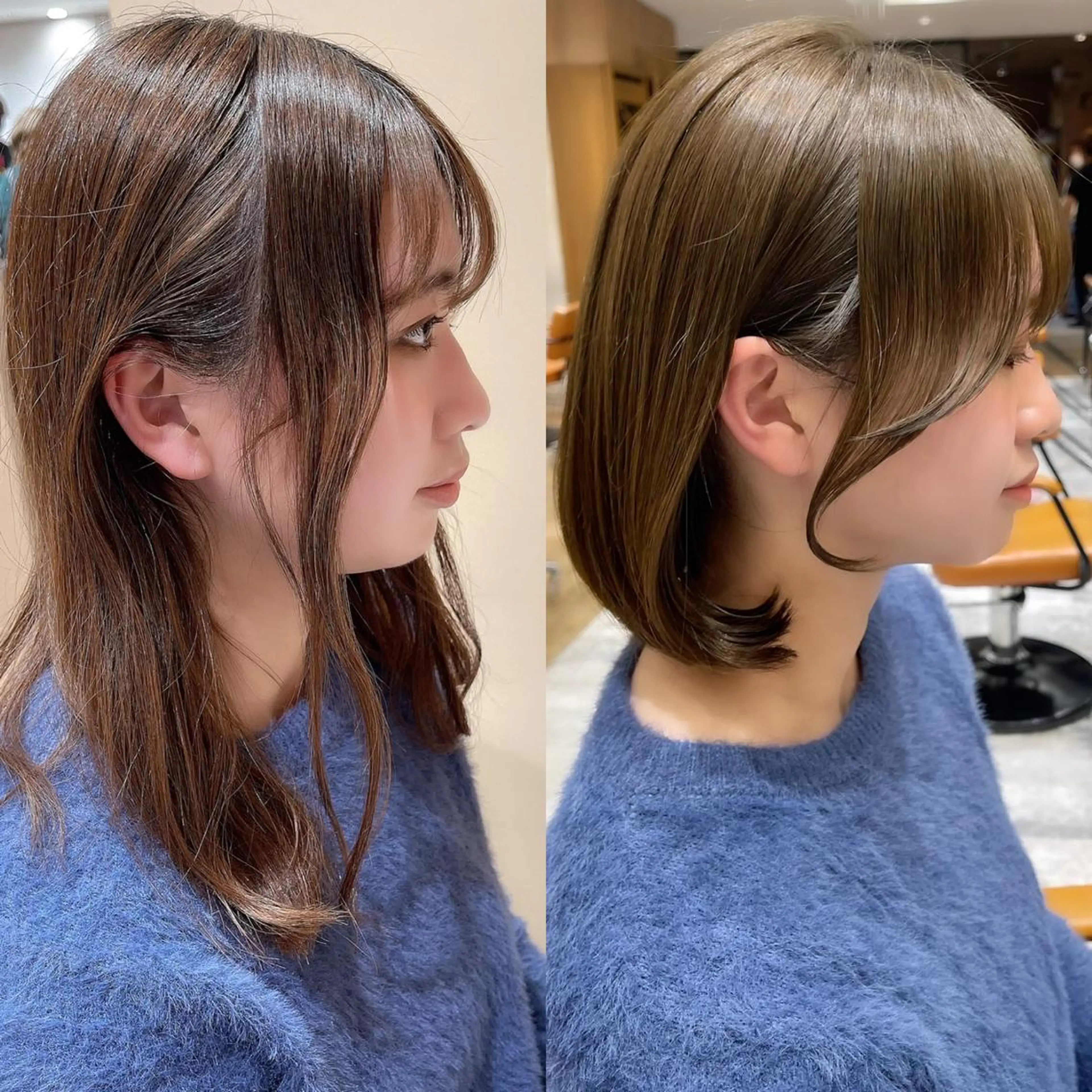 ミディアム カラー パーマ ヘアアレンジ イルミナカラー 髪質改善 韓国風ヘア トリートメント ストレートパーマ カット ヘアカラー トリートメント ヘアセット 日本一の小顔カット/ ボブ/顔周り/韓国のヘアスタイル
