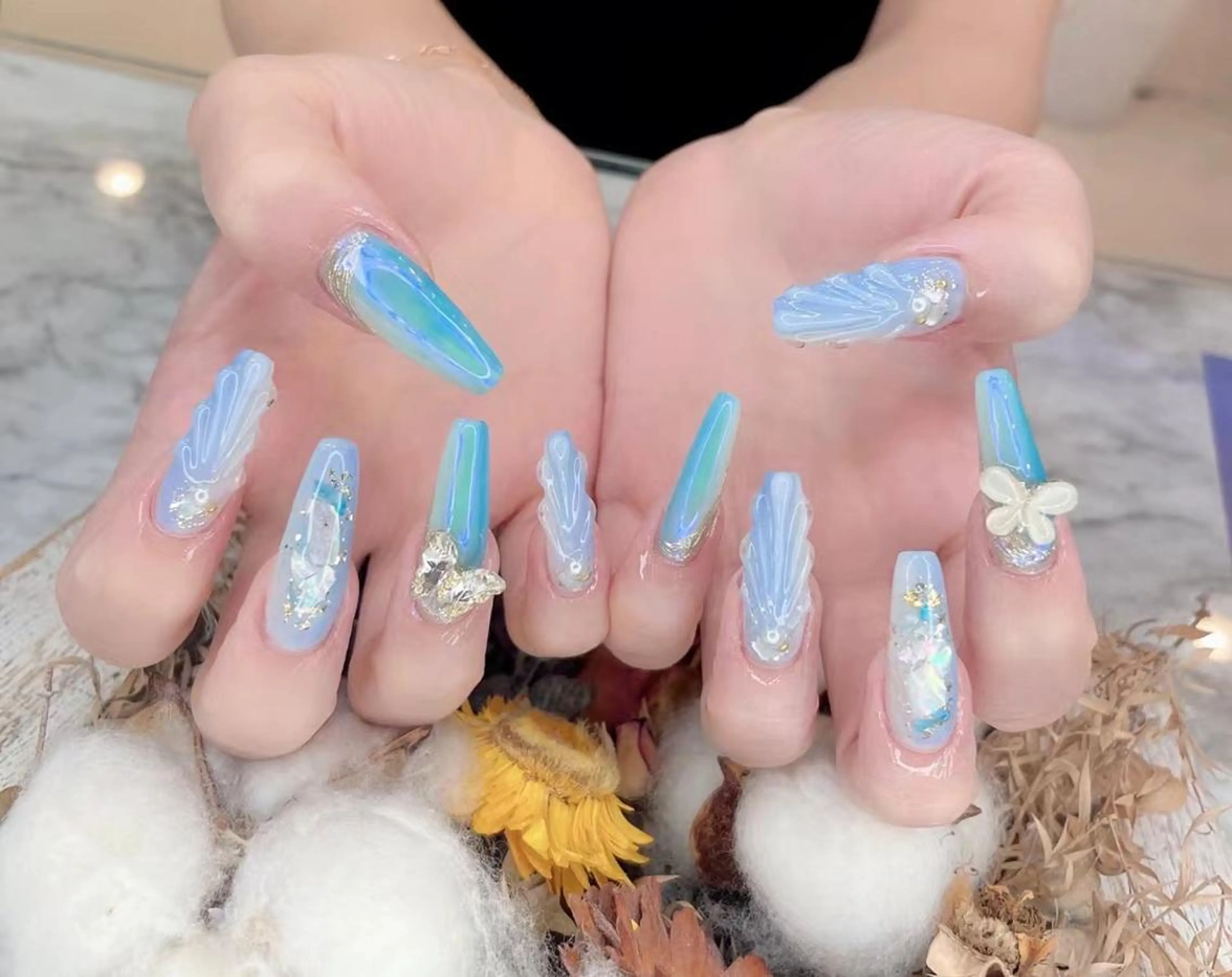 ネイル アートネイル ブルー Babarla Nailのネイルデザイン