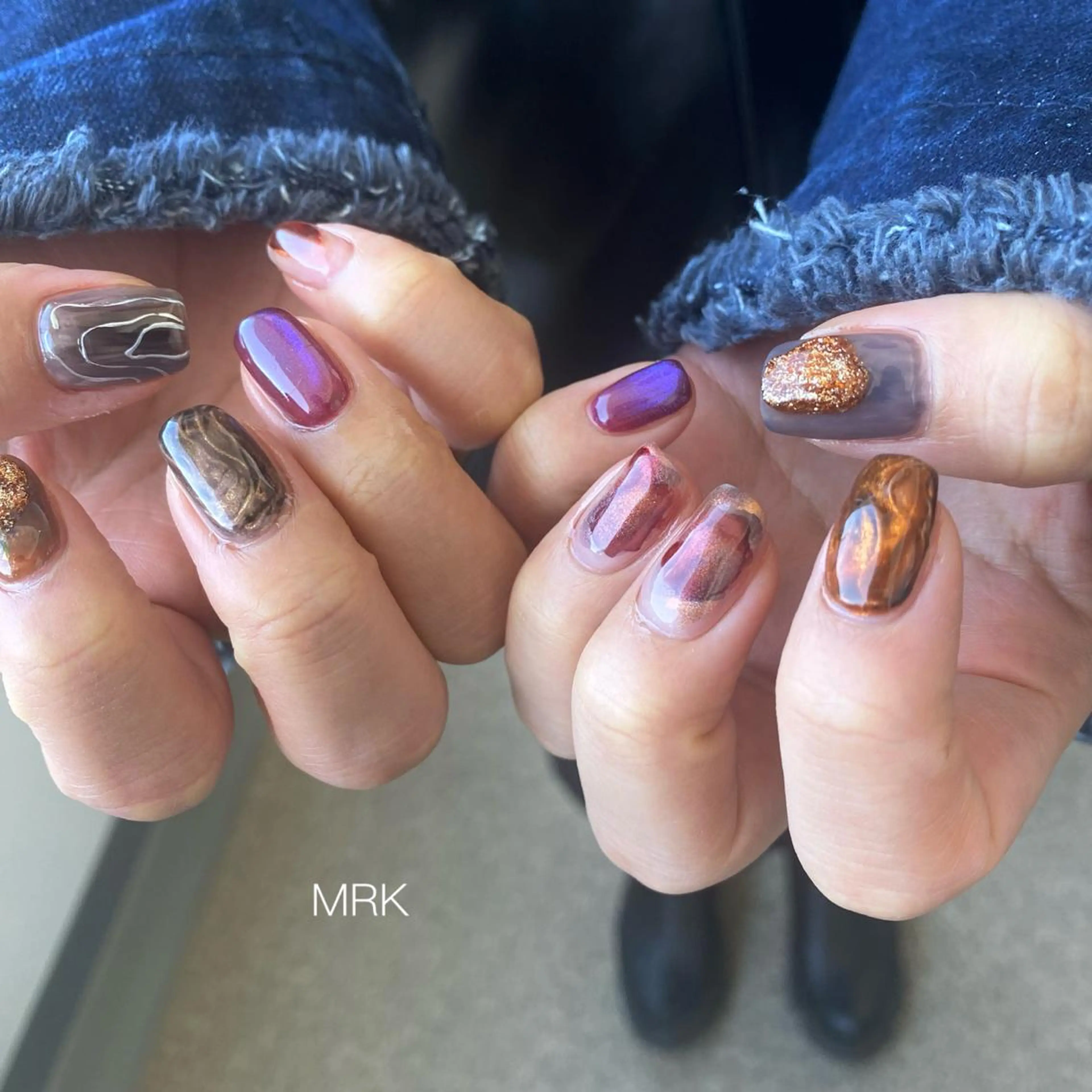 ミディアム ネイル アートネイル ニュアンスネイル スクエアネイル ハンドネイル MARUKO nailのネイルデザイン