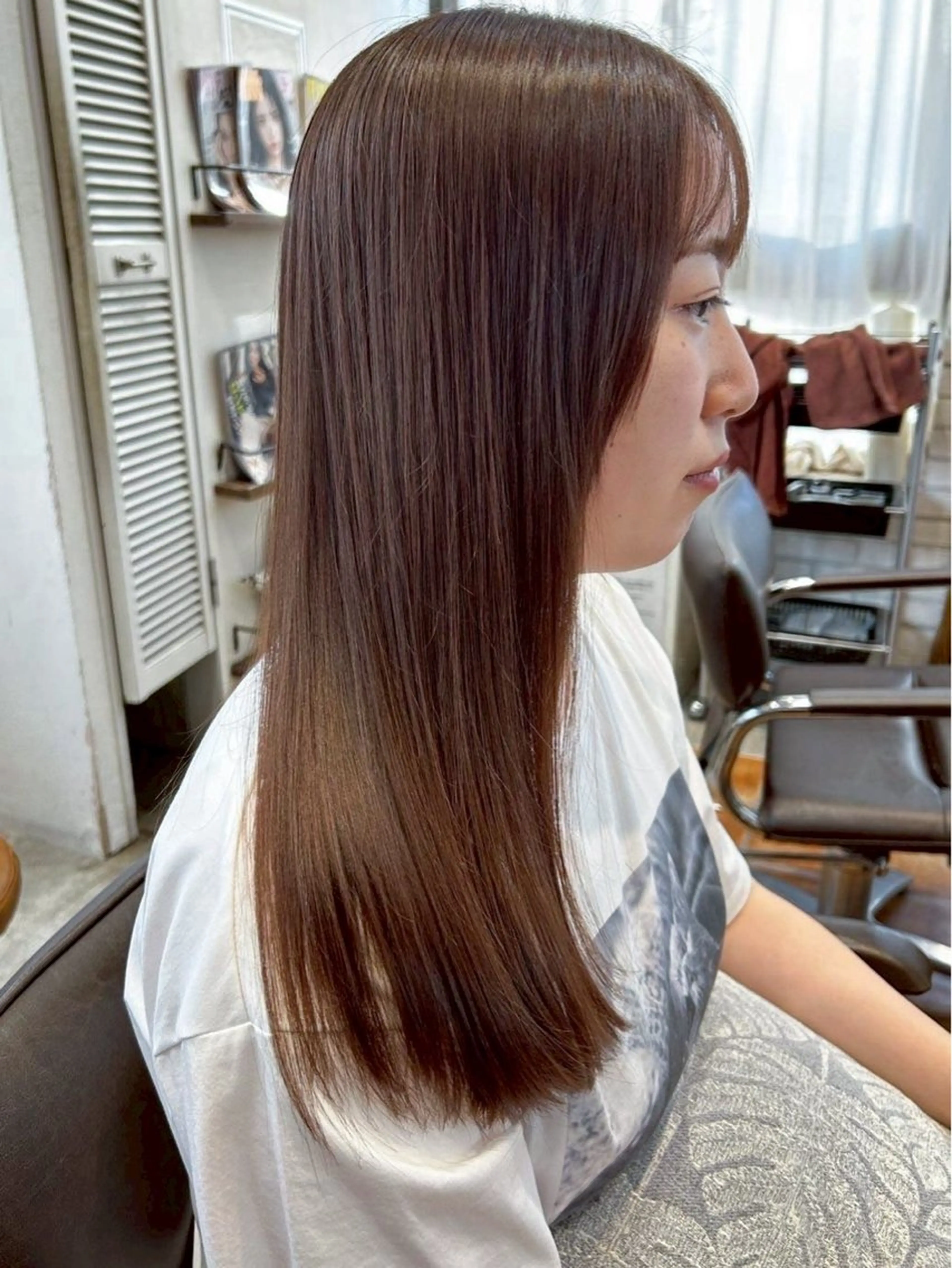 ロング ボブ 顔周りカット 髪質改善 レイヤーカット ロング カット ヘアカラー トリートメント RISE SWELL momoneのヘアスタイル