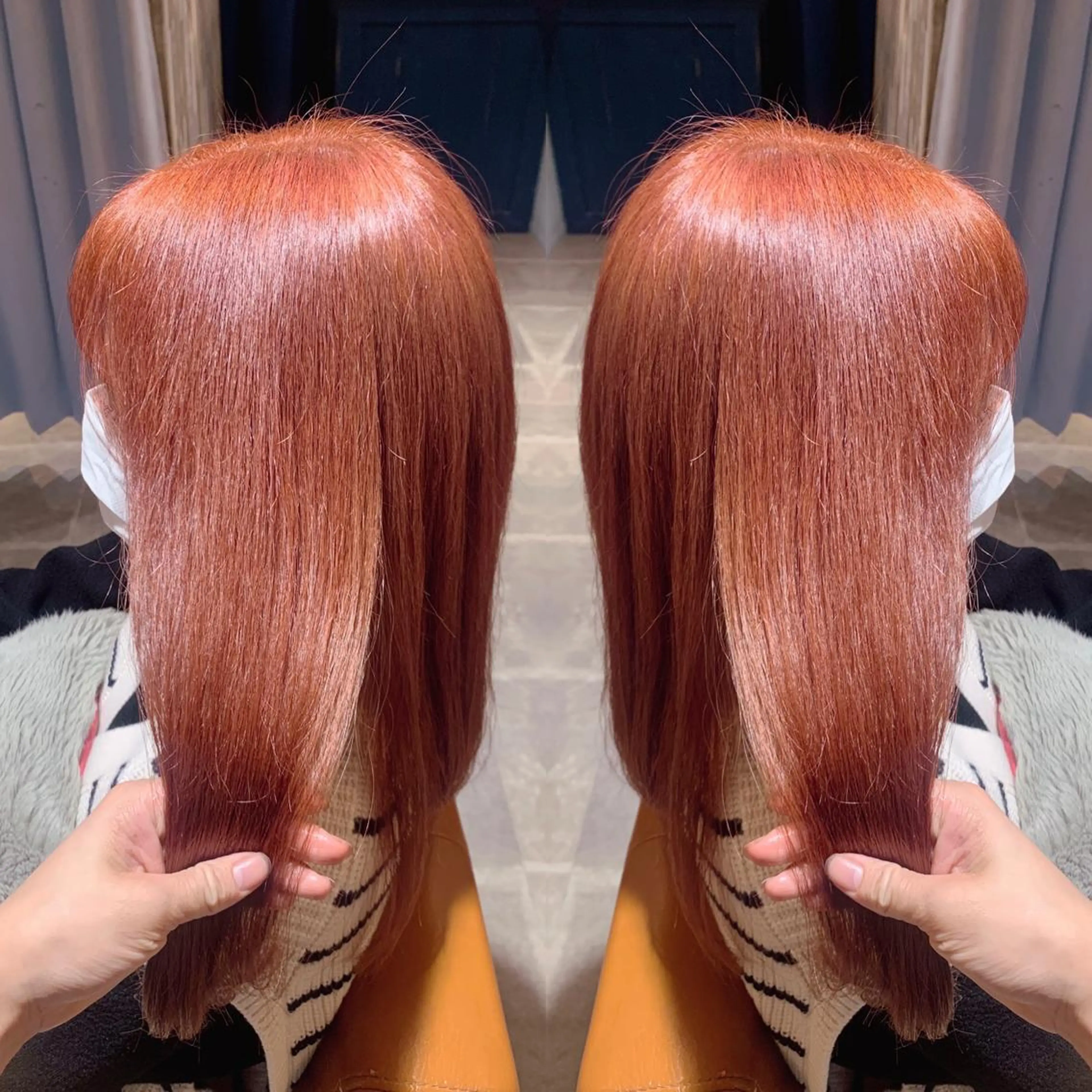 セミロング カラー ピンクカラー 韓国🇰🇷 ✂︎hair 内田愛のヘアスタイル