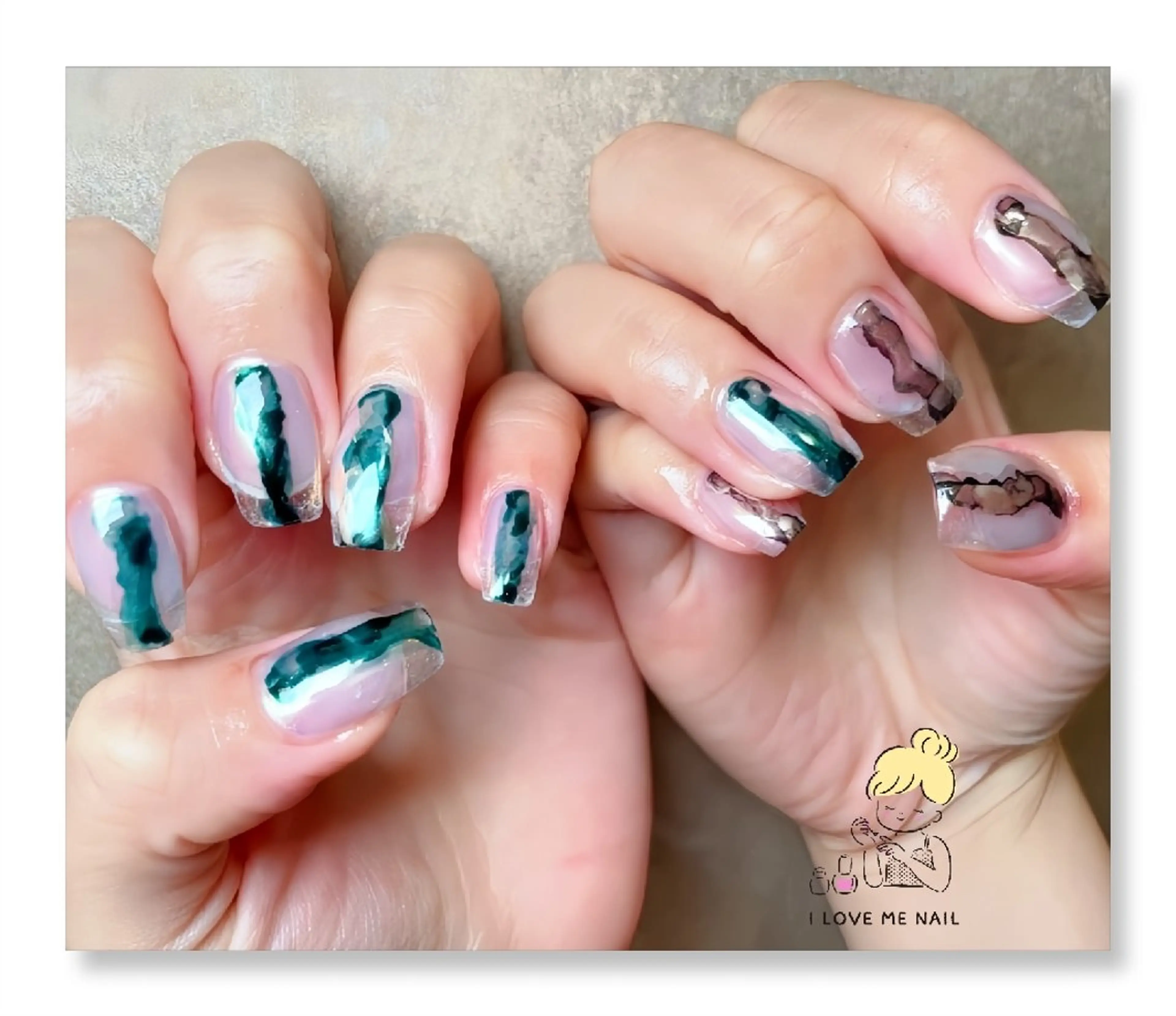 ネイル 長さ出し ジェルネイル ハート 韓国ネイル マグネットネイル ハンドネイル I LOVE ME NAIL.｡.:*♡のネイルデザイン