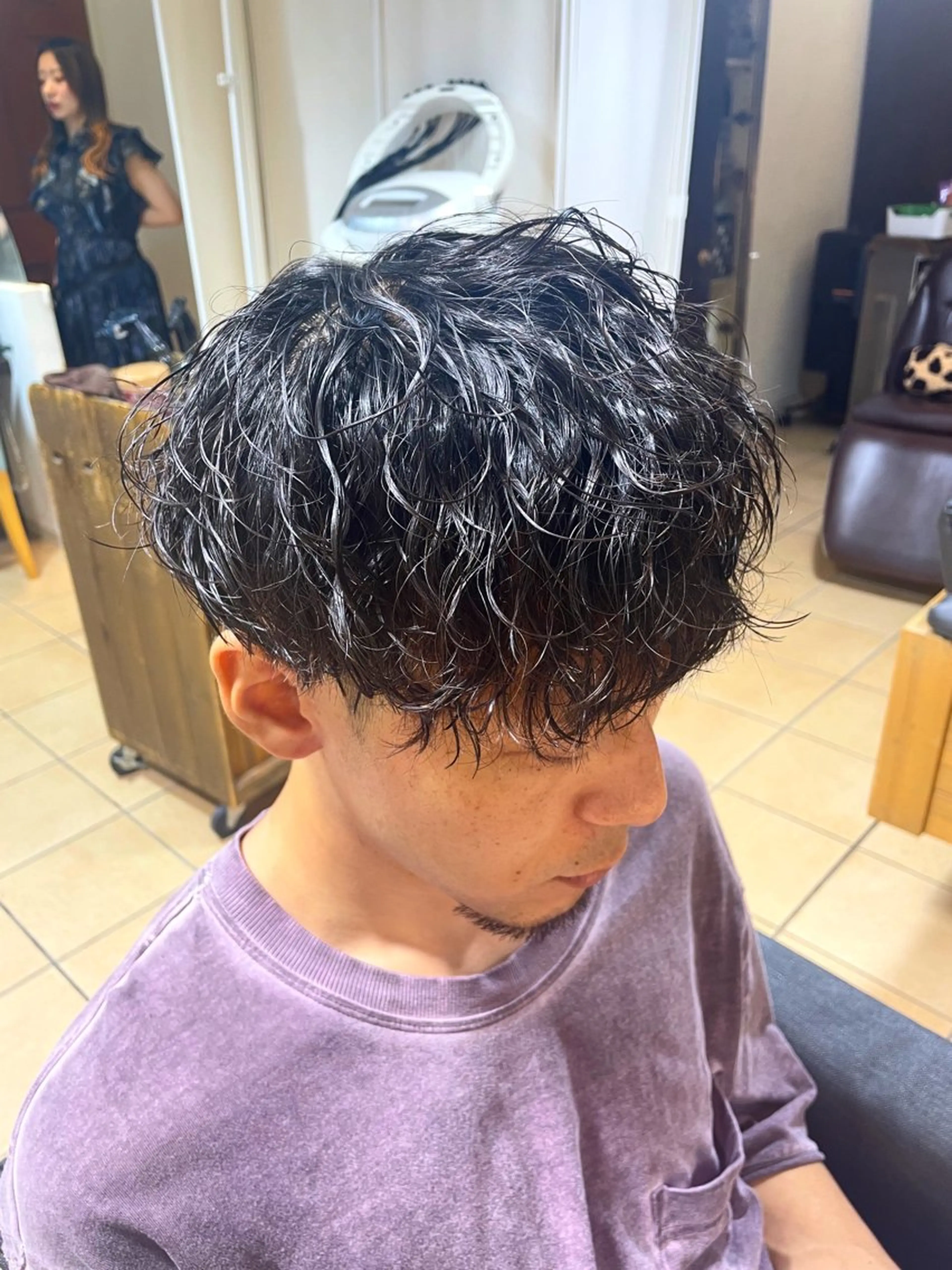 ショート パーマ メンズ メンズパーマ 波巻きパーマ カット パーマ すげ さやかのヘアスタイル