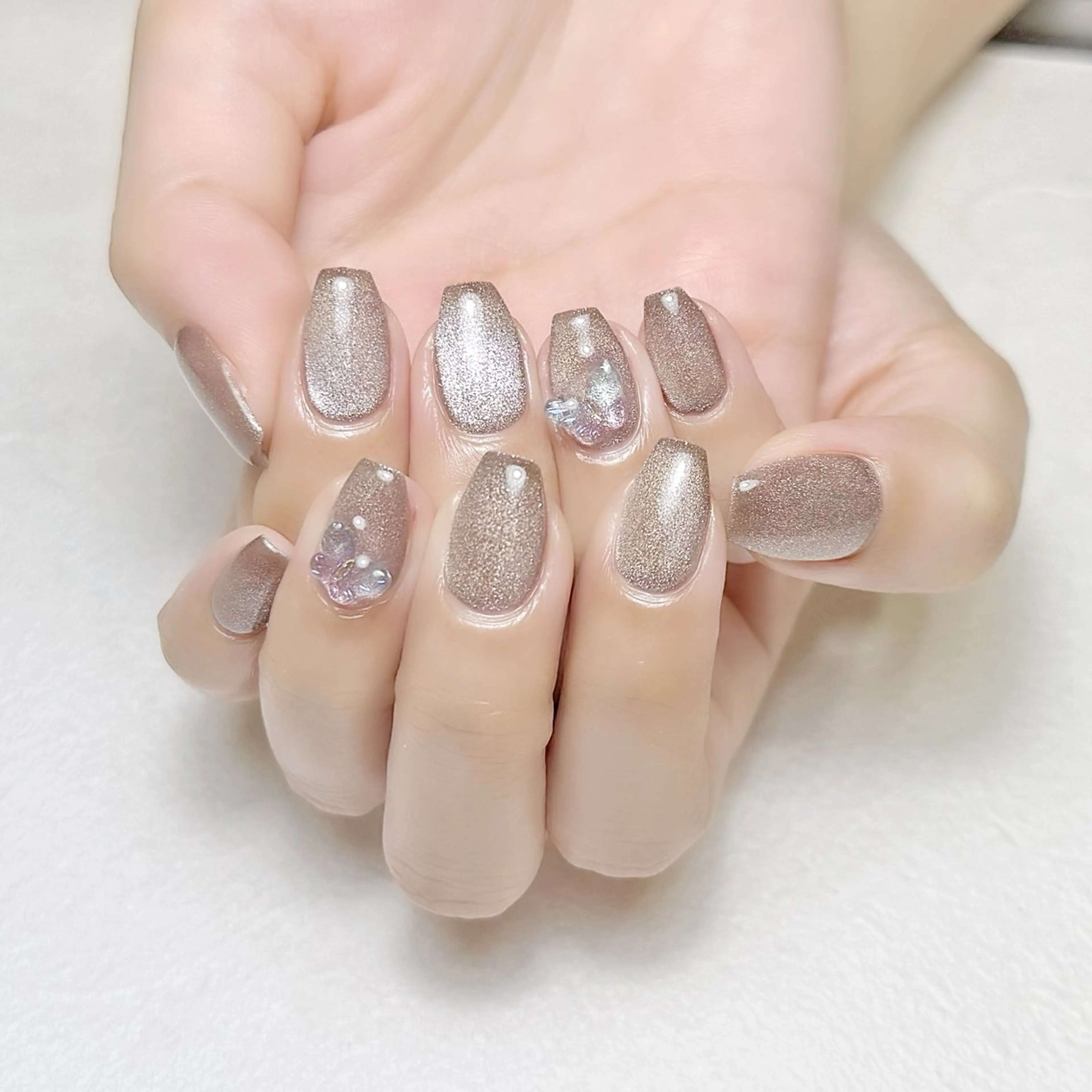 ネイル ブラウン マグネットネイル オフィスネイル rouse nail RISATOのネイルデザイン