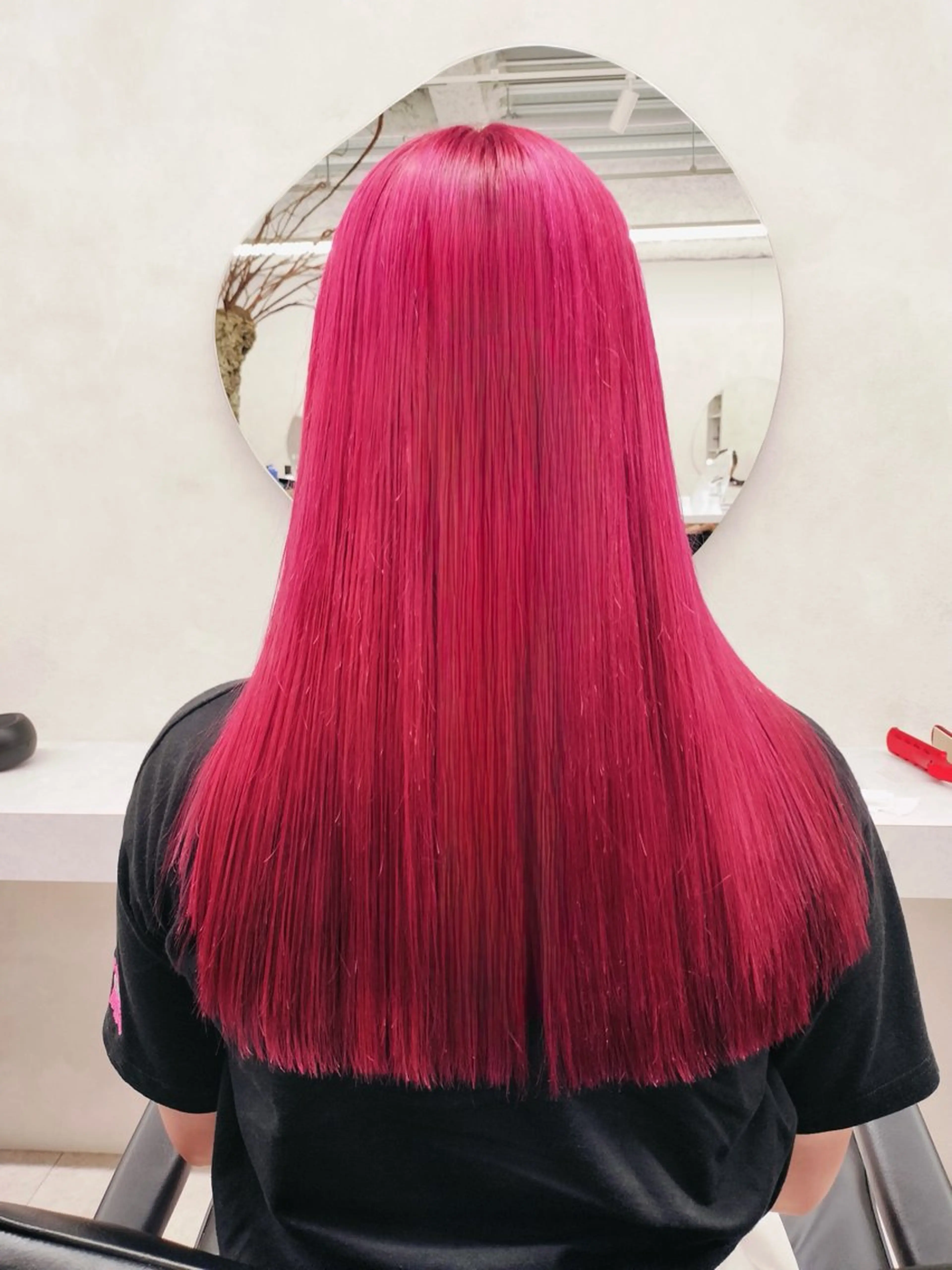 ロング カラー ピンクカラー 韓国風ヘア 新島 涼のヘアスタイル