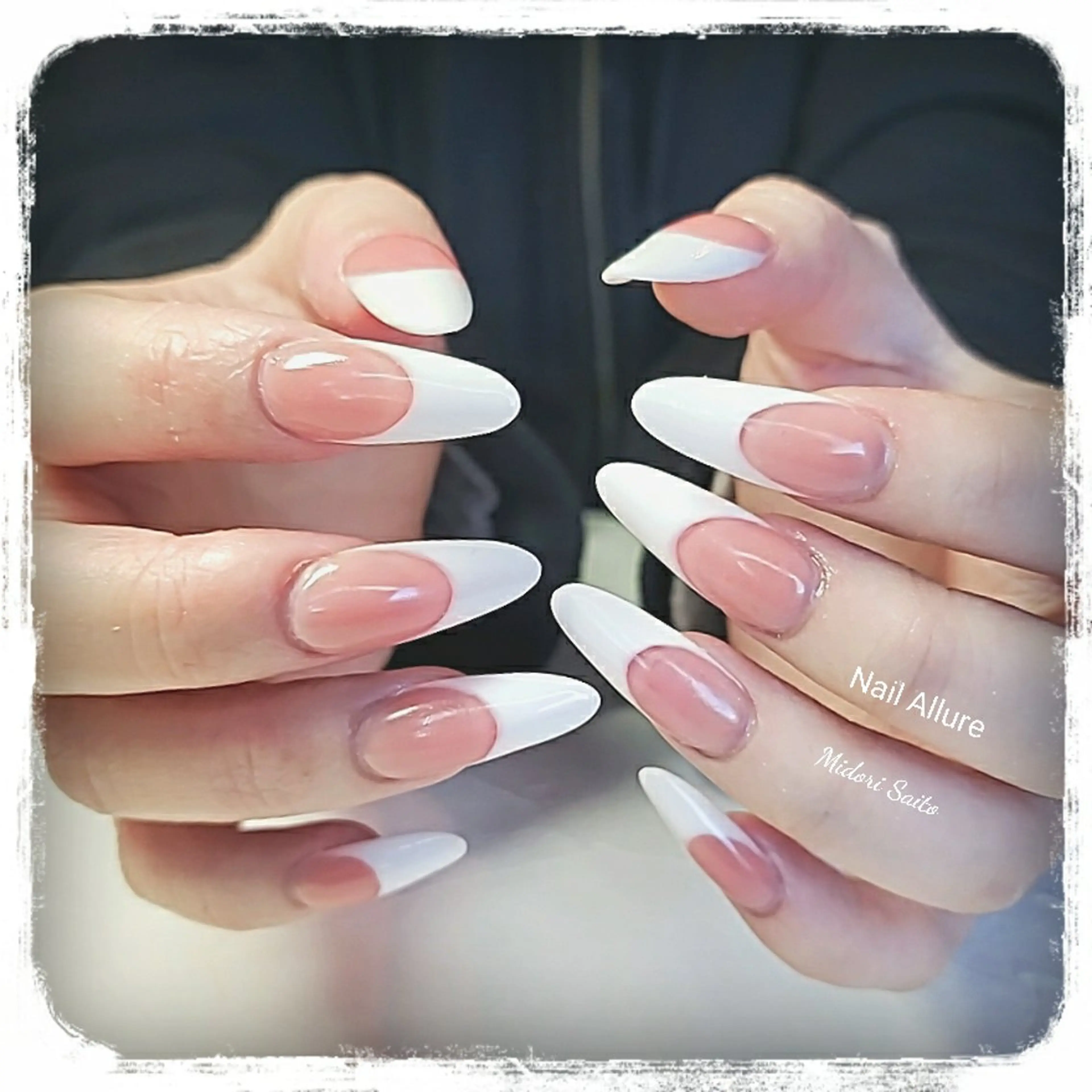ネイル フレンチネイル ジェルネイル グリーン スカルプネイル Nail Allure(ネイル アルーア)所属・Nail Allureのネイルデザイン