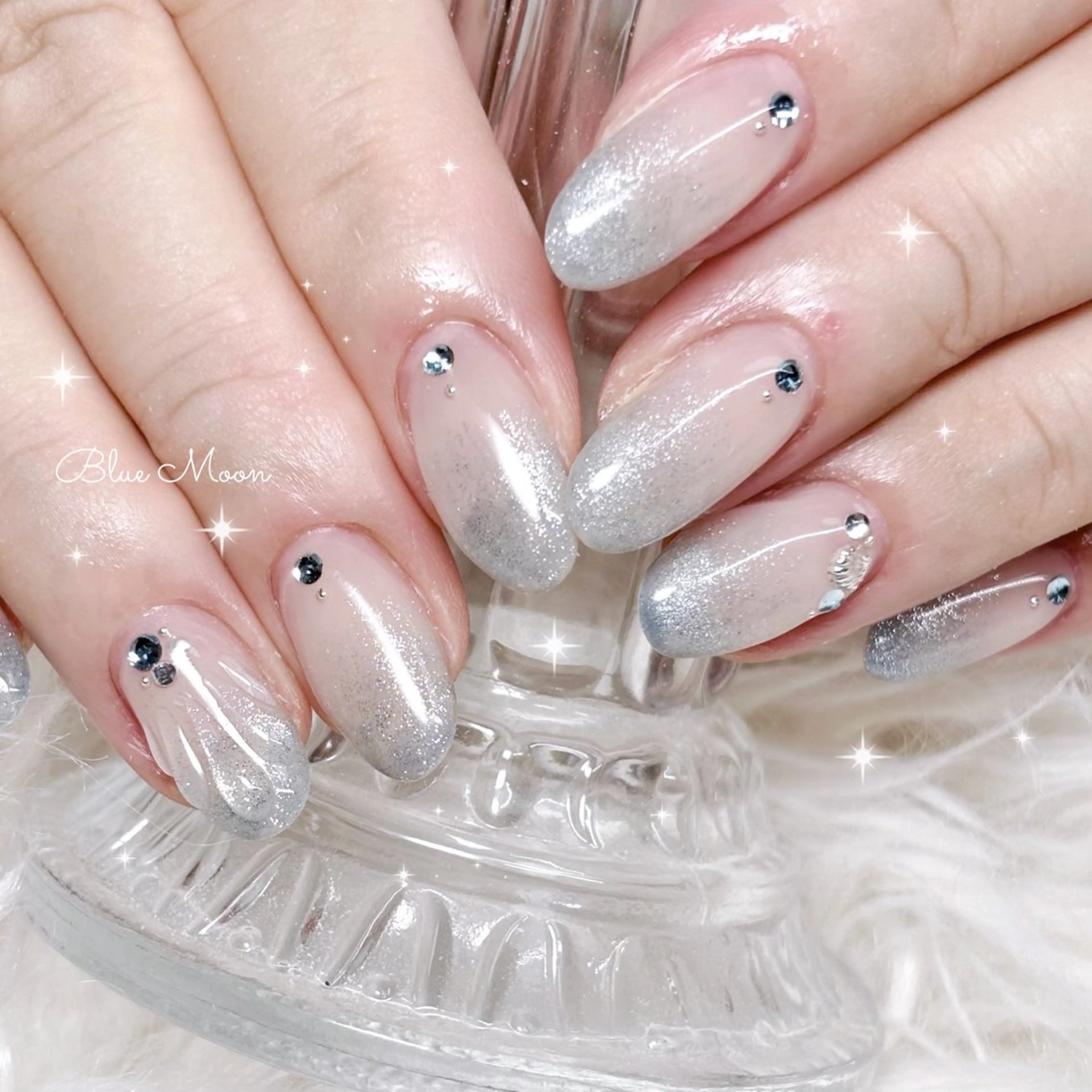 ネイル アートネイル マグネットネイル ストーンネイル ハンドネイル ハンドケア nail salon Blue Moonのネイルデザイン