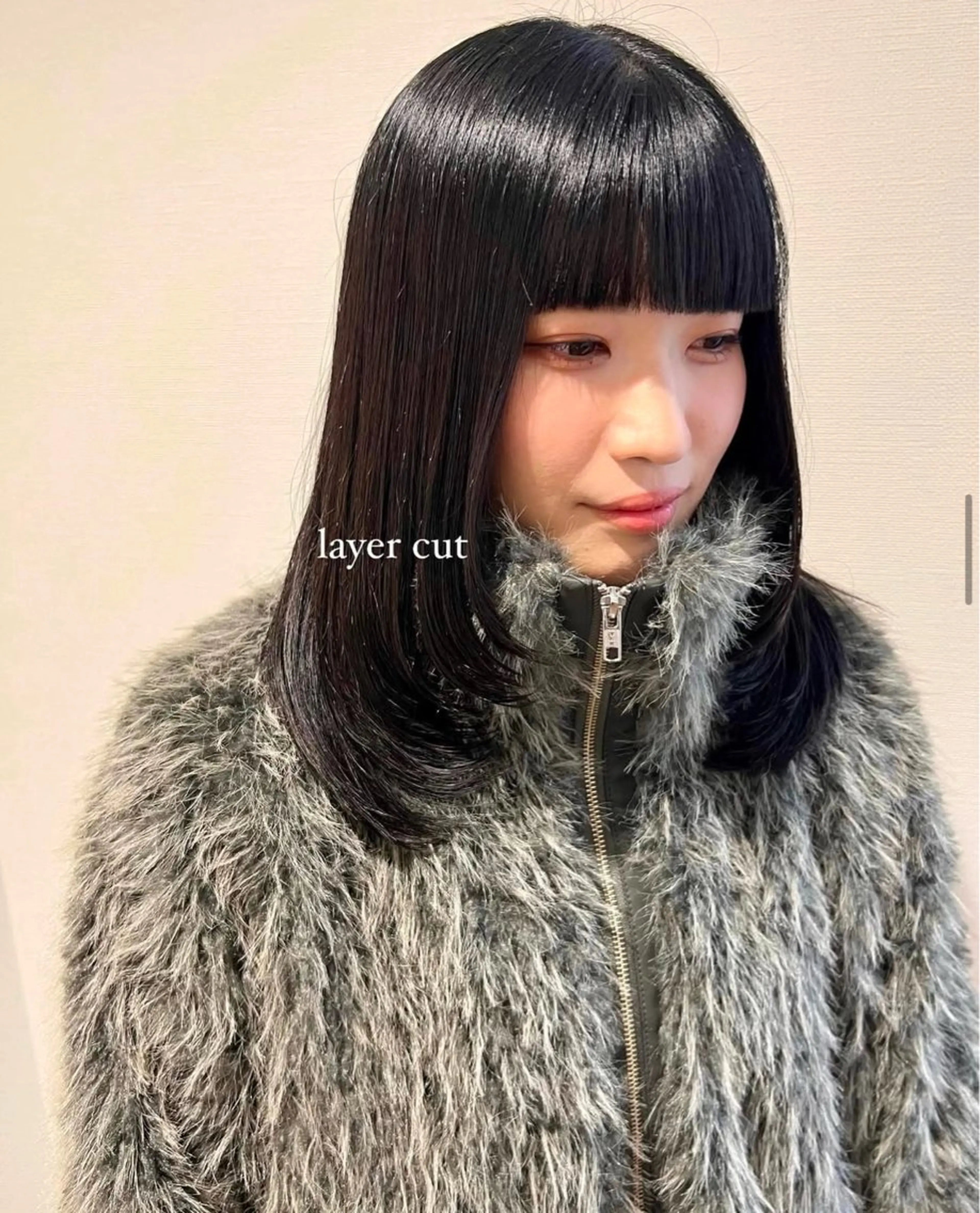 ミディアム 顔まわりレイヤー 顔周りカット レイヤーカット 加納千華 /ボブ/ぱつっとボブのヘアスタイル