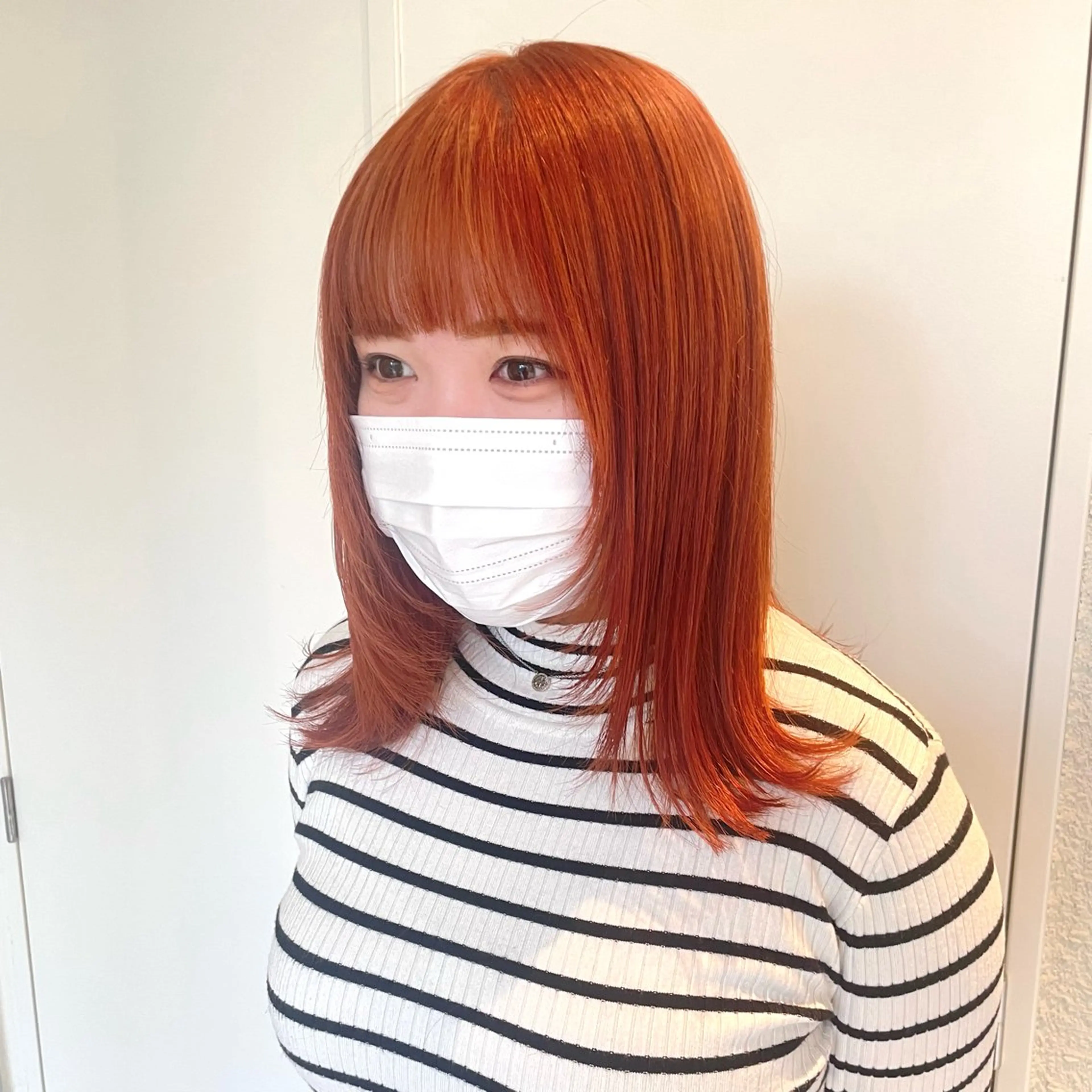 ミディアム カラー ベージュカラー ブリーチ オレンジ オレンジベージュ 透明感カラー/ 寺田千雅子のヘアスタイル