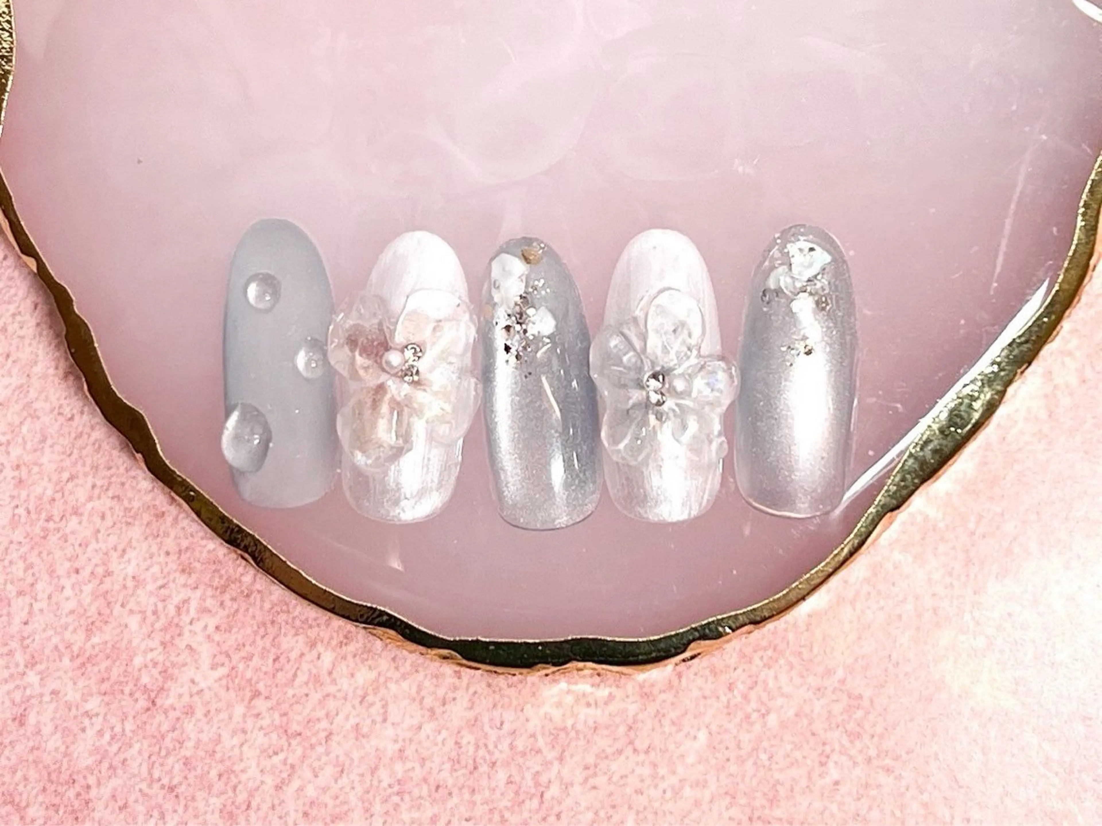 ネイル アートネイル フラッシュネイル フラワーネイル ジェルネイル ガーリー ハンドネイル Puti nailのネイルデザイン