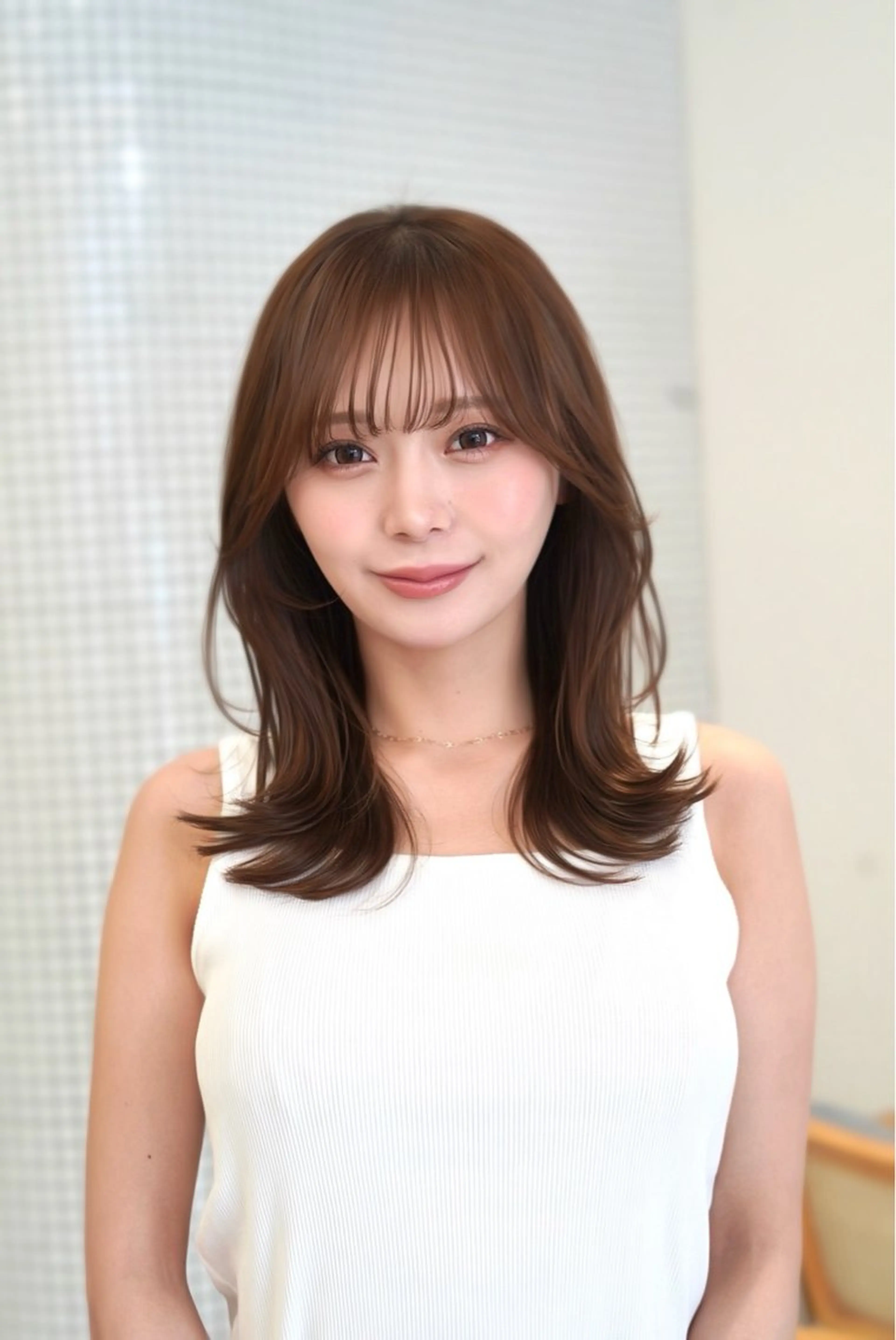 ミディアム カラー カット ヘアカラー ren ボブロブ/ミディアムのヘアスタイル