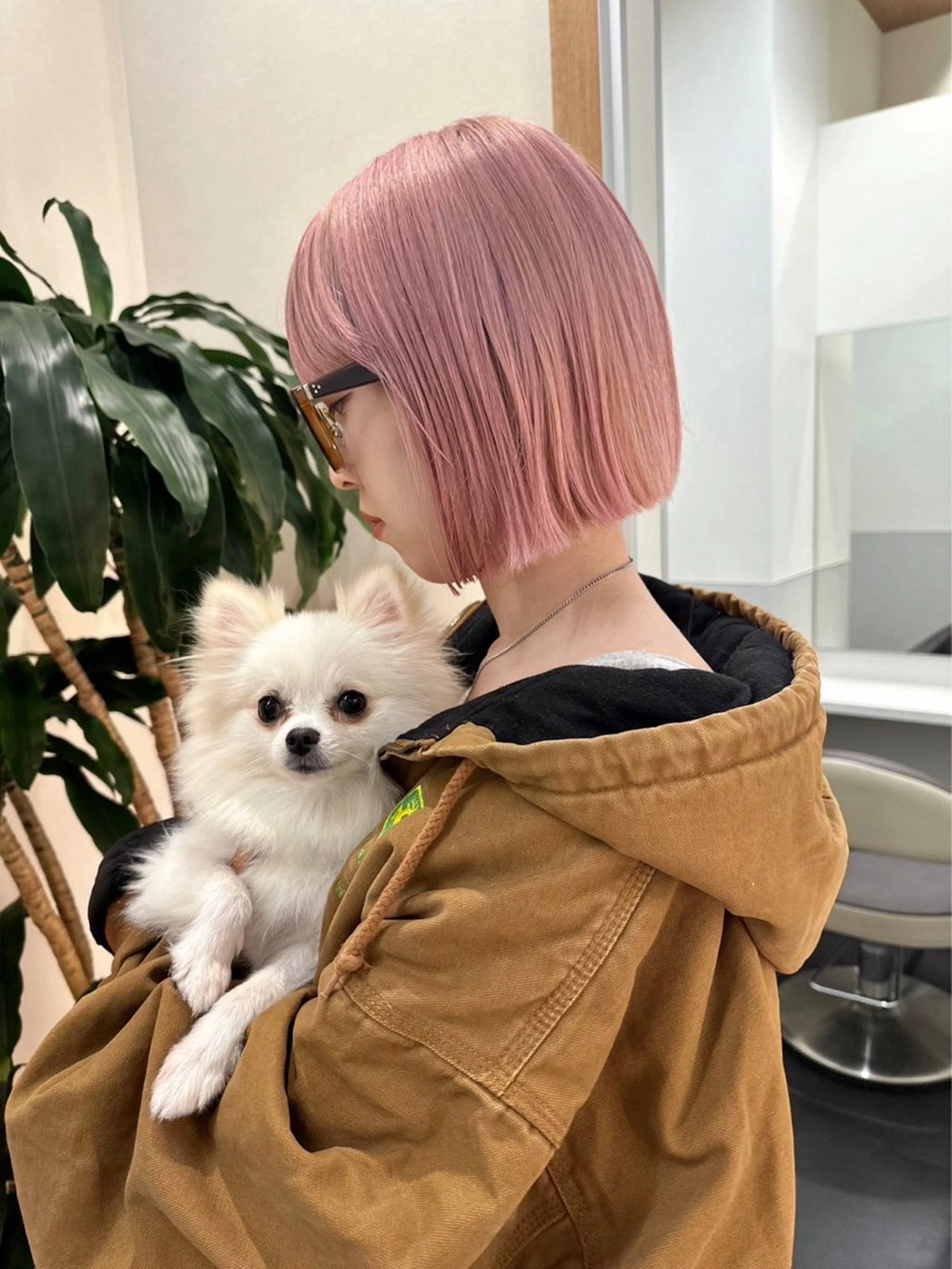 ショート カラー ピンクカラー ホワイトピンク ボブ ヘアカラー トリートメント 🦋レイヤーカット ミドリカワ🦋のヘアスタイル