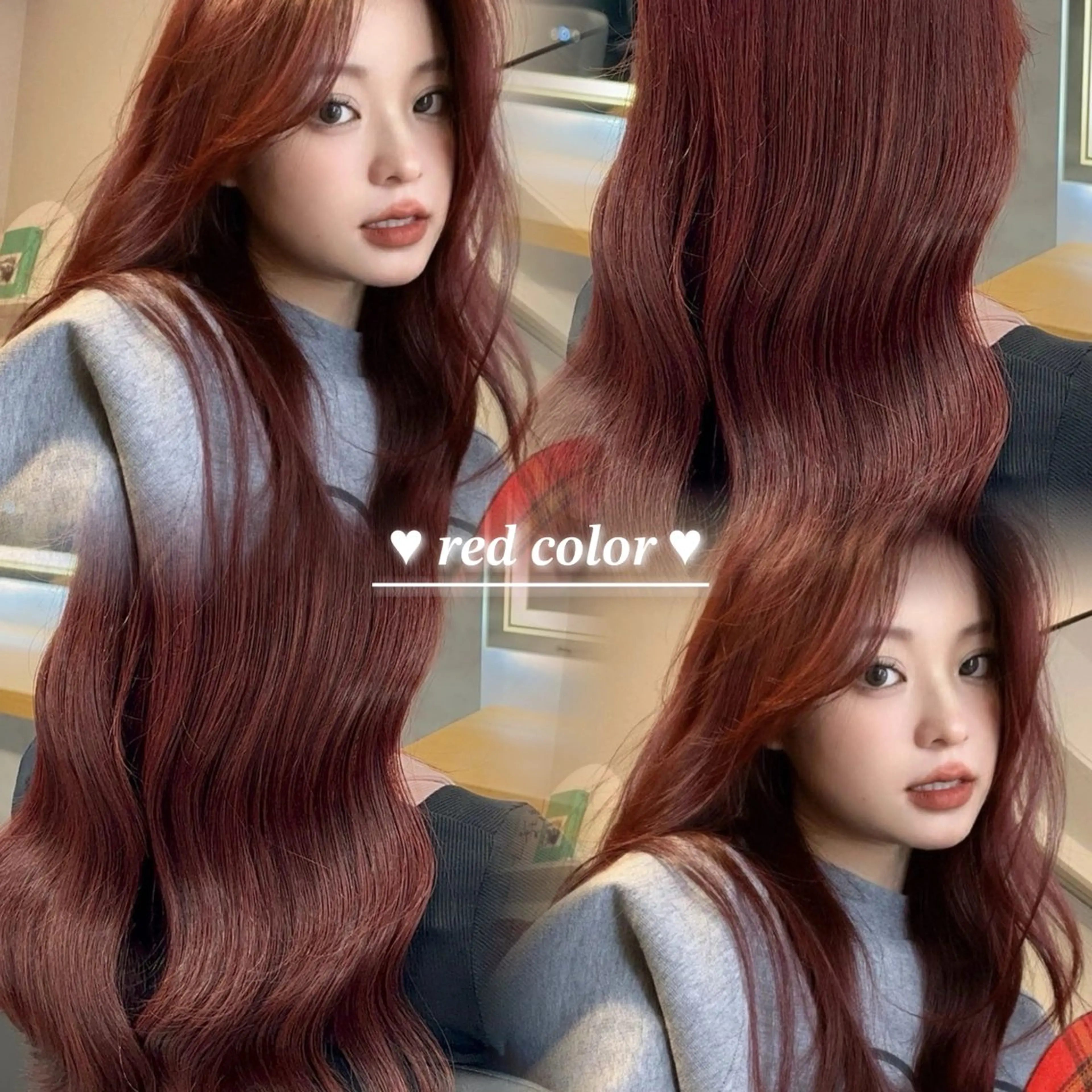 ロング カラー レッドカラー ヘアカラー トリートメント ヘッドスパ ヘアセット 淡色/ワンホンヘア 🤍MINORIのヘアスタイル