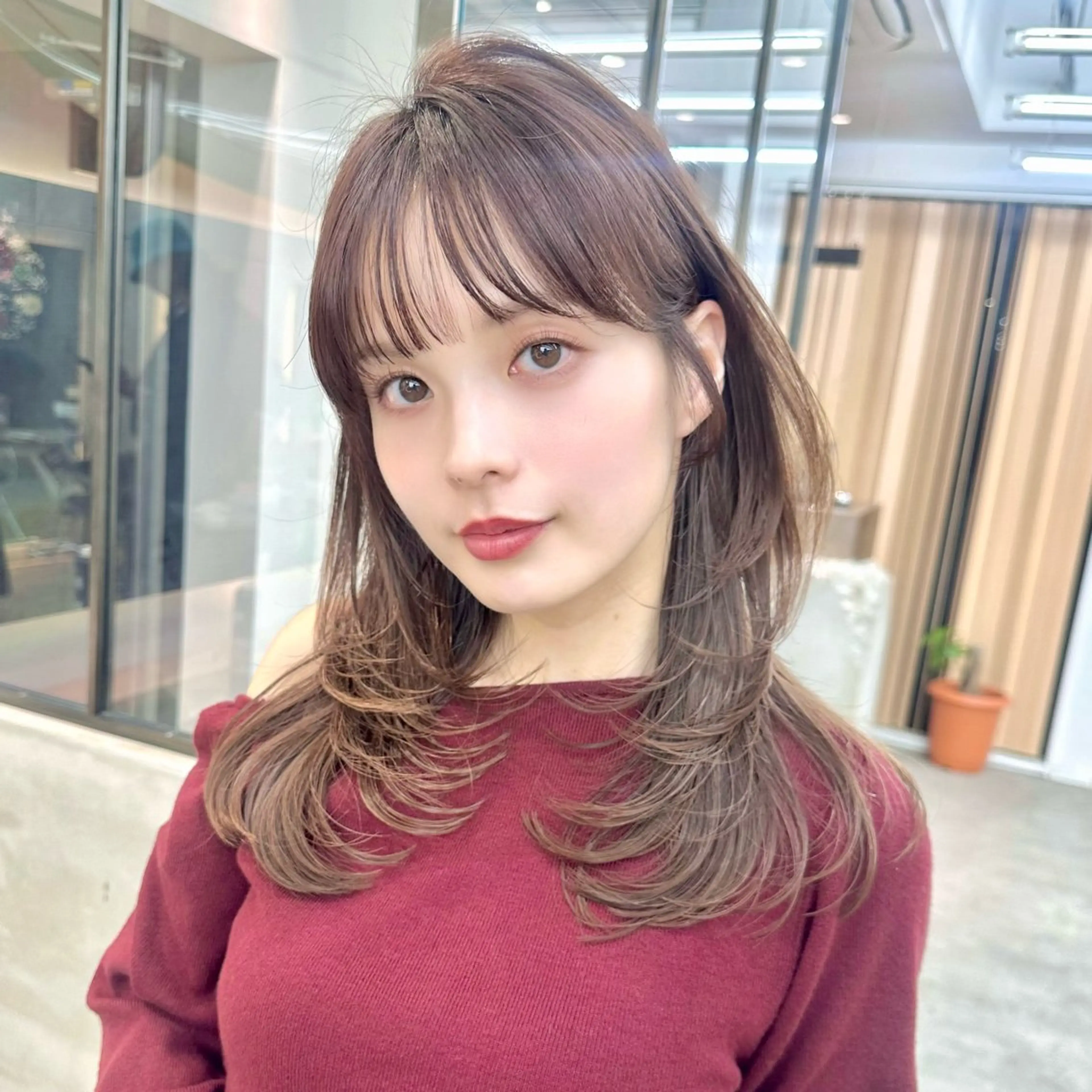 セミロング カラー カット ヘアカラー トリートメント 縮毛/レイヤー 韓国/橋口のヘアスタイル