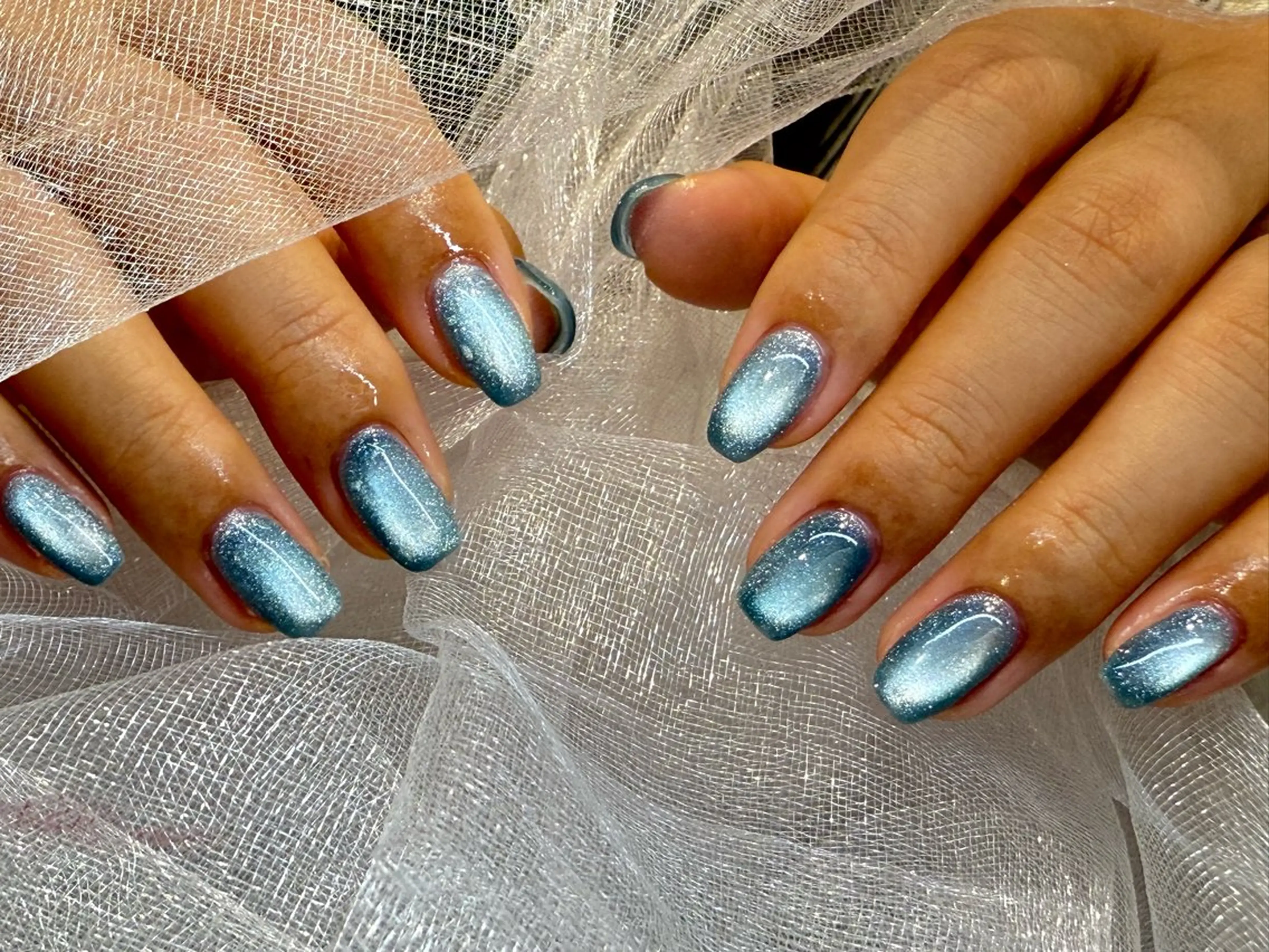 ネイル オーロラネイル クリアネイル 長さ出し ジェルネイル 韓国ネイル ハンドネイル best nailのネイルデザイン