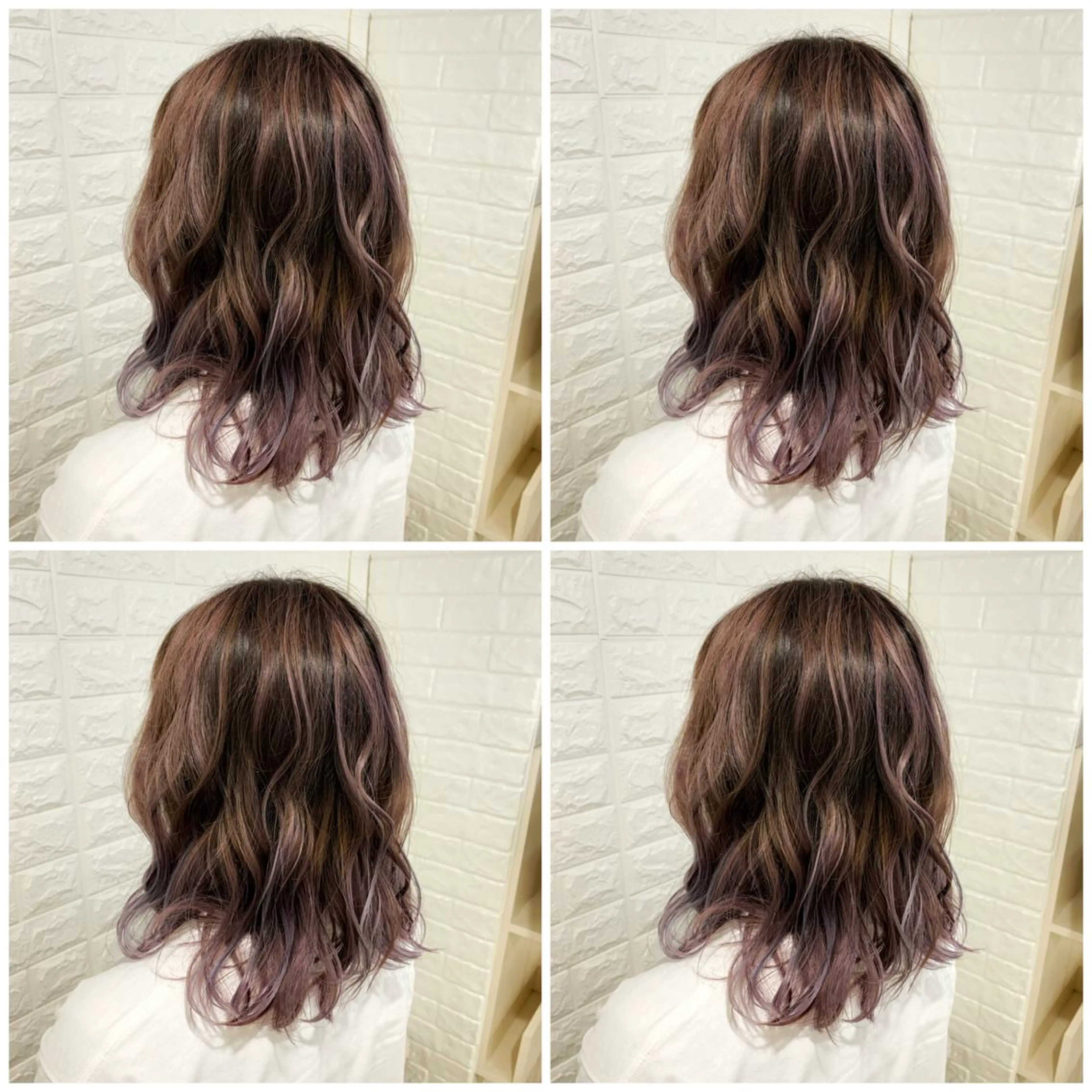 セミロング カラー バレイヤージュ グラデーションカラー ラベンダーカラー シルバー レイヤーカット ヘアカラー ハイトーン/ブリーチ 山崎　悠次のヘアスタイル