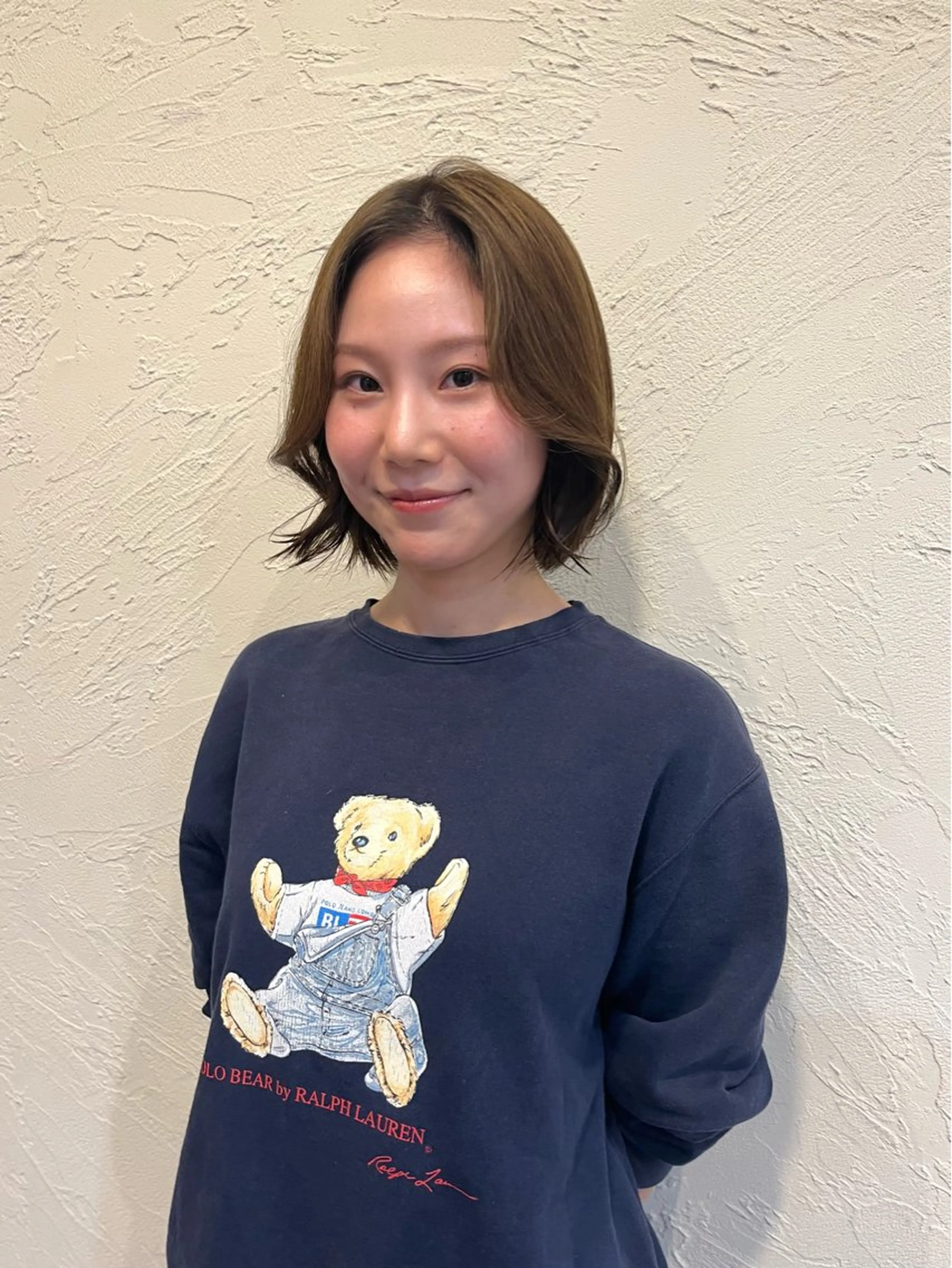 ミディアム カラー ベージュカラー 透明感カラー オリーブベージュ そね こまちのヘアスタイル