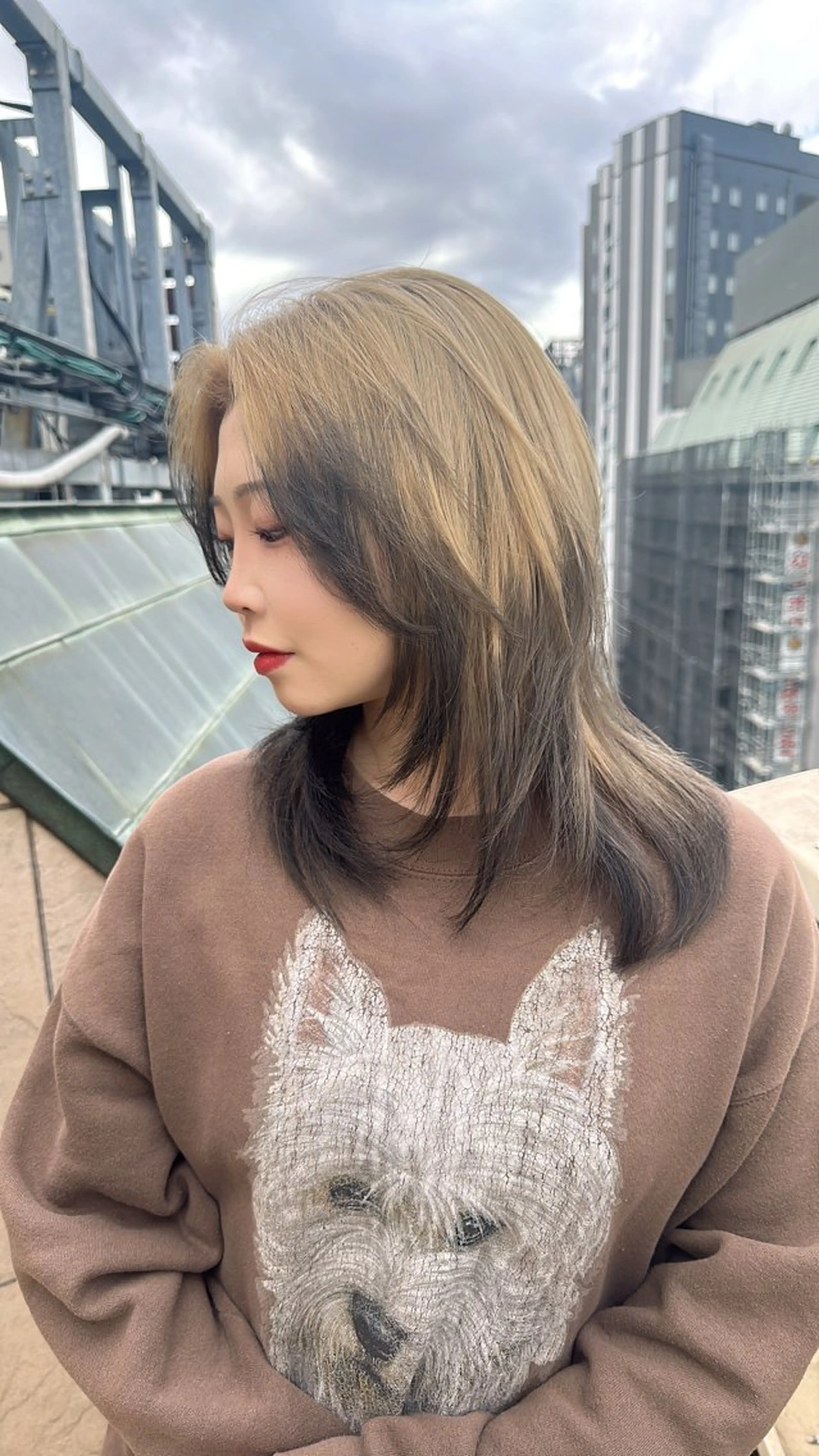 ミディアム カラー デザインカラー レイヤーカット ヘアカラー トリートメント レイヤー/ウルフ ハイトーンhiroのヘアスタイル