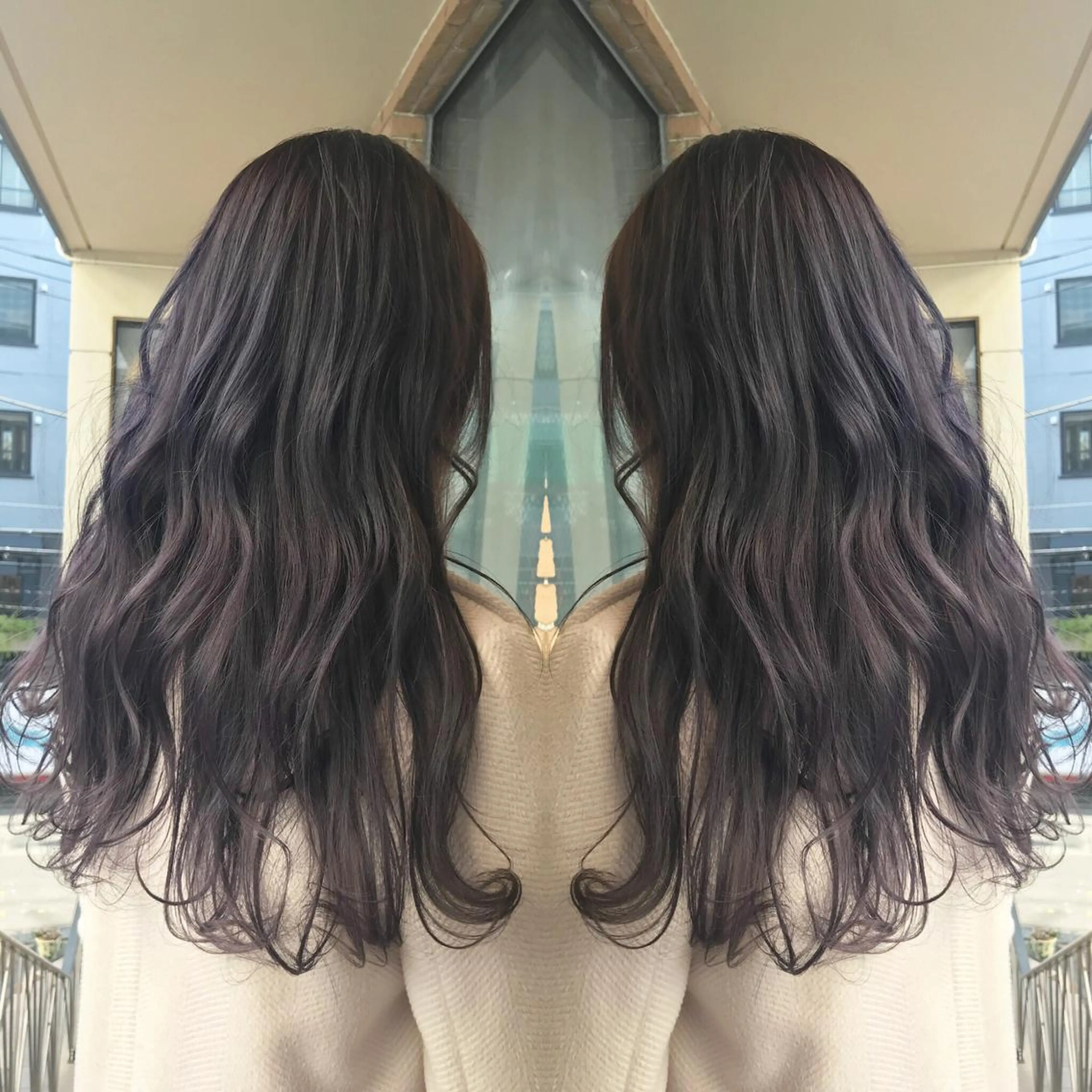 ロング カラー パーマ ヘアアレンジ キッズ ネイル マツエク・マツパ パープルカラー パープル サロンドミルク 原宿のヘアスタイル