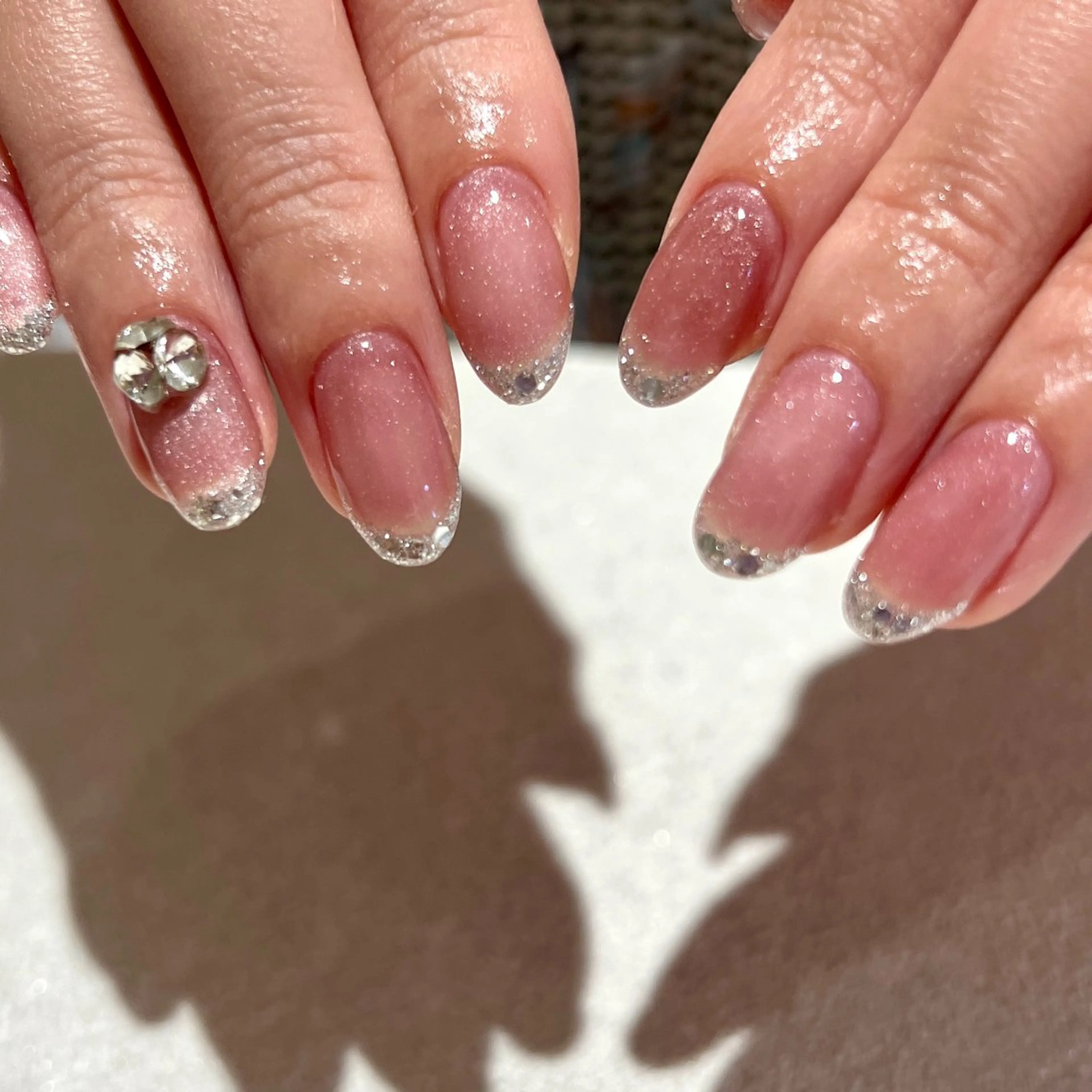 ネイル フレンチネイル ガラスフレンチ 韓国ネイル ハンドネイル 個性派ニュアンス nuts nail所属・【池袋】nuts nail　なつみのネイルデザイン