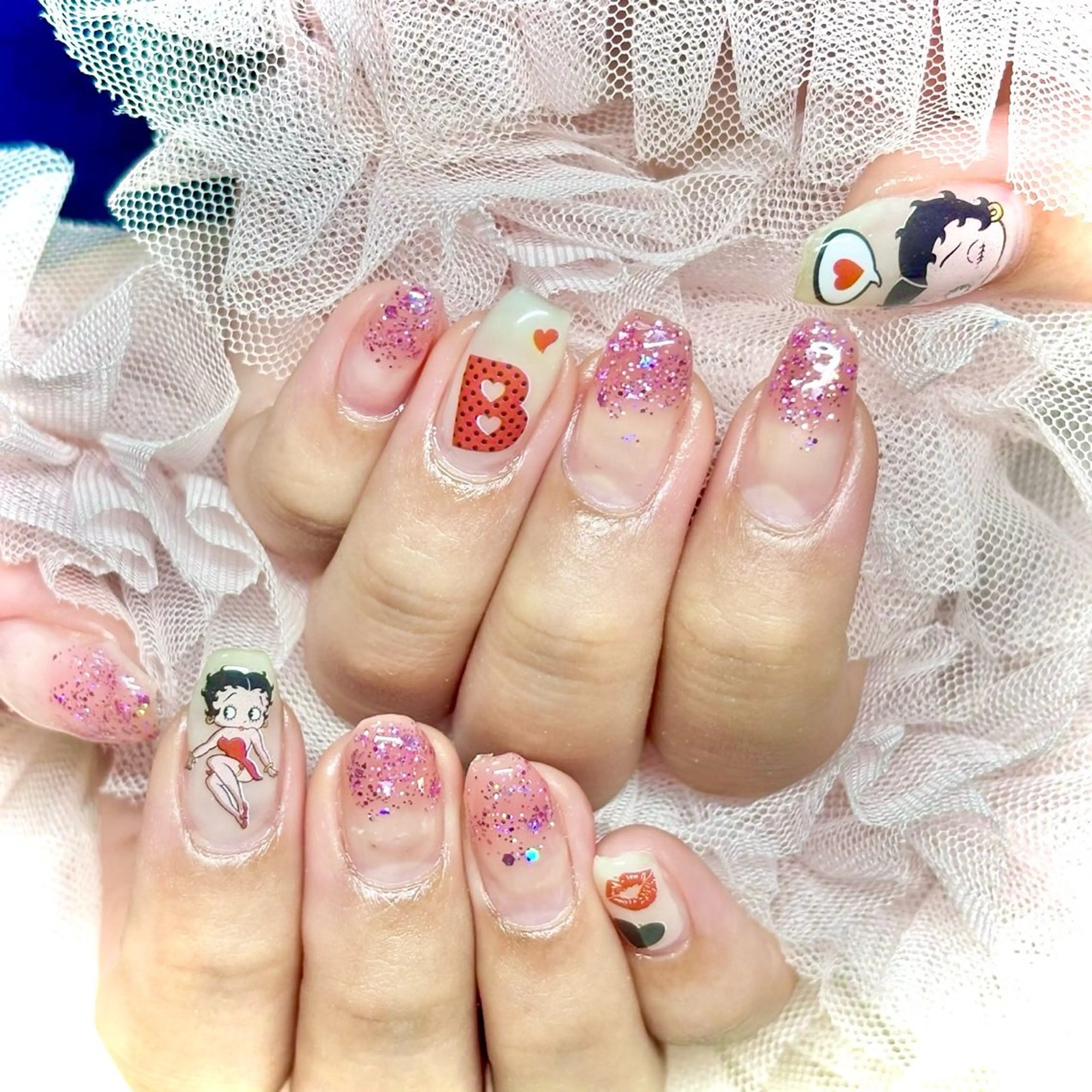 ネイル 韓国ネイル ラメ(グリッター) ピンク ワンホンネイル miminon 自宅ネイルサロンのネイルデザイン