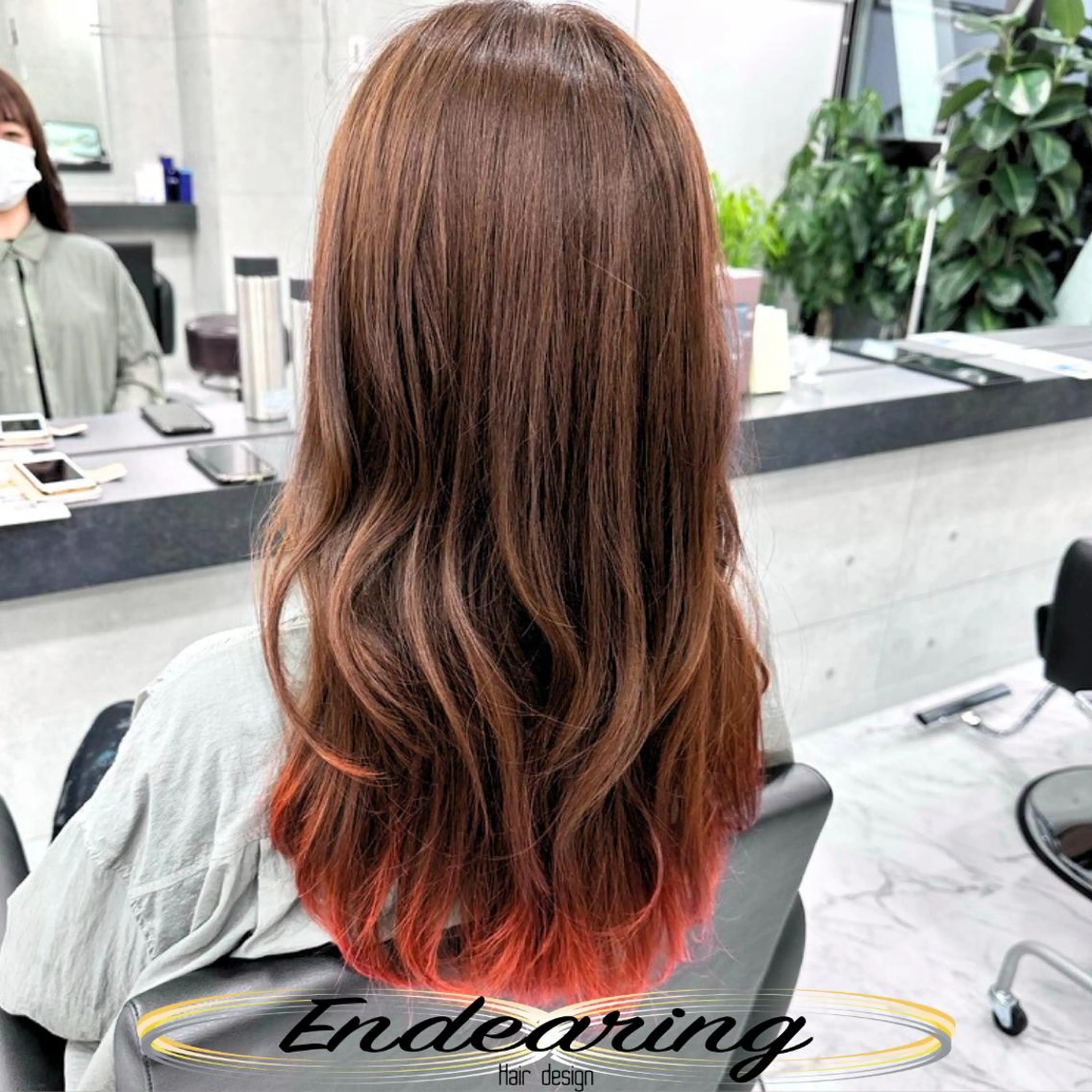 カラー デザインカラー ハイライトカラー レッドカラー カット ヘアカラー Endearing 銀座/レイヤーカットのヘアスタイル