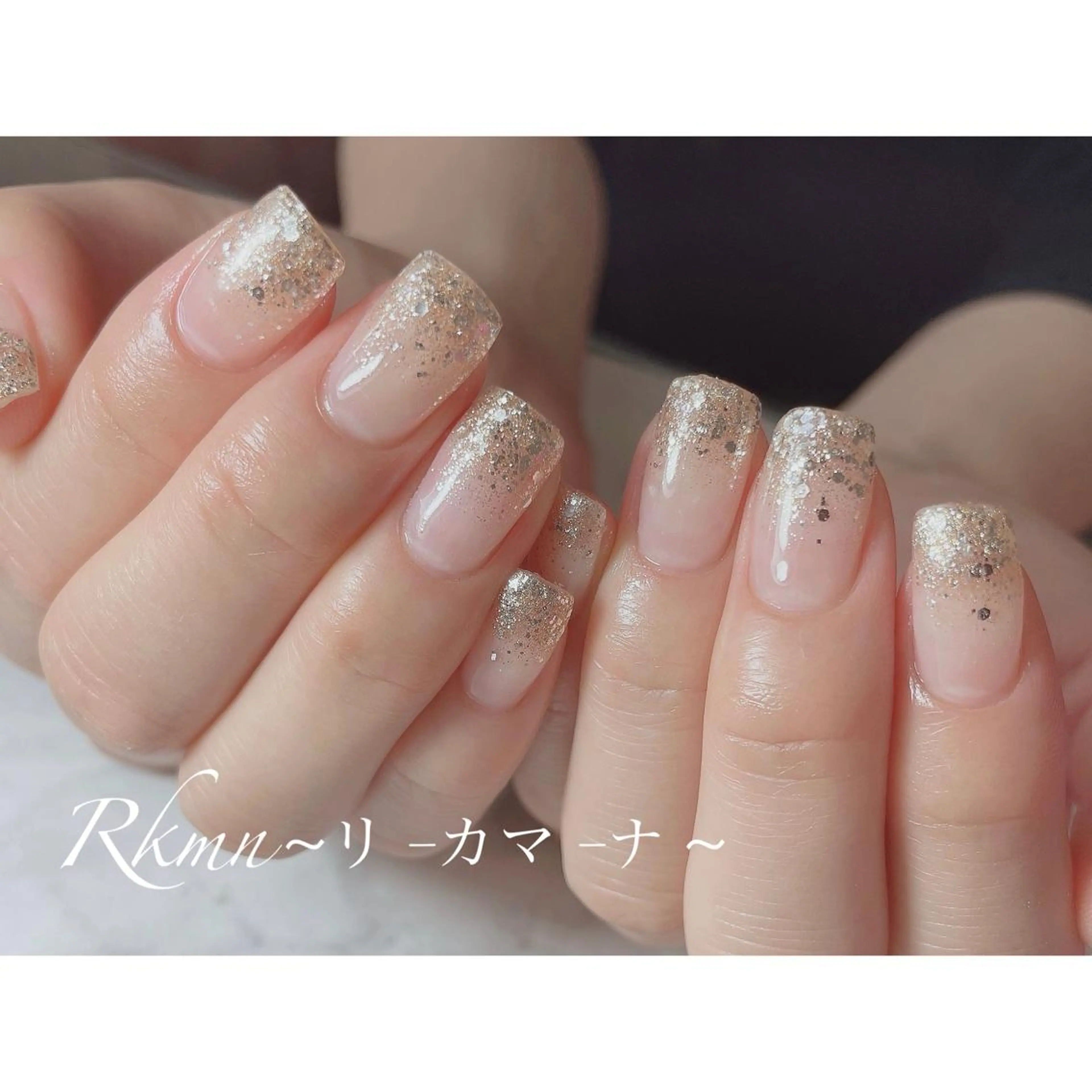 ネイル アートネイル グラデーション ラメ(グリッター) 春ネイル スクエアネイル ハンドネイル フットネイル ハンドケア Rkmn ~リ-カマ-ナ~のネイルデザイン