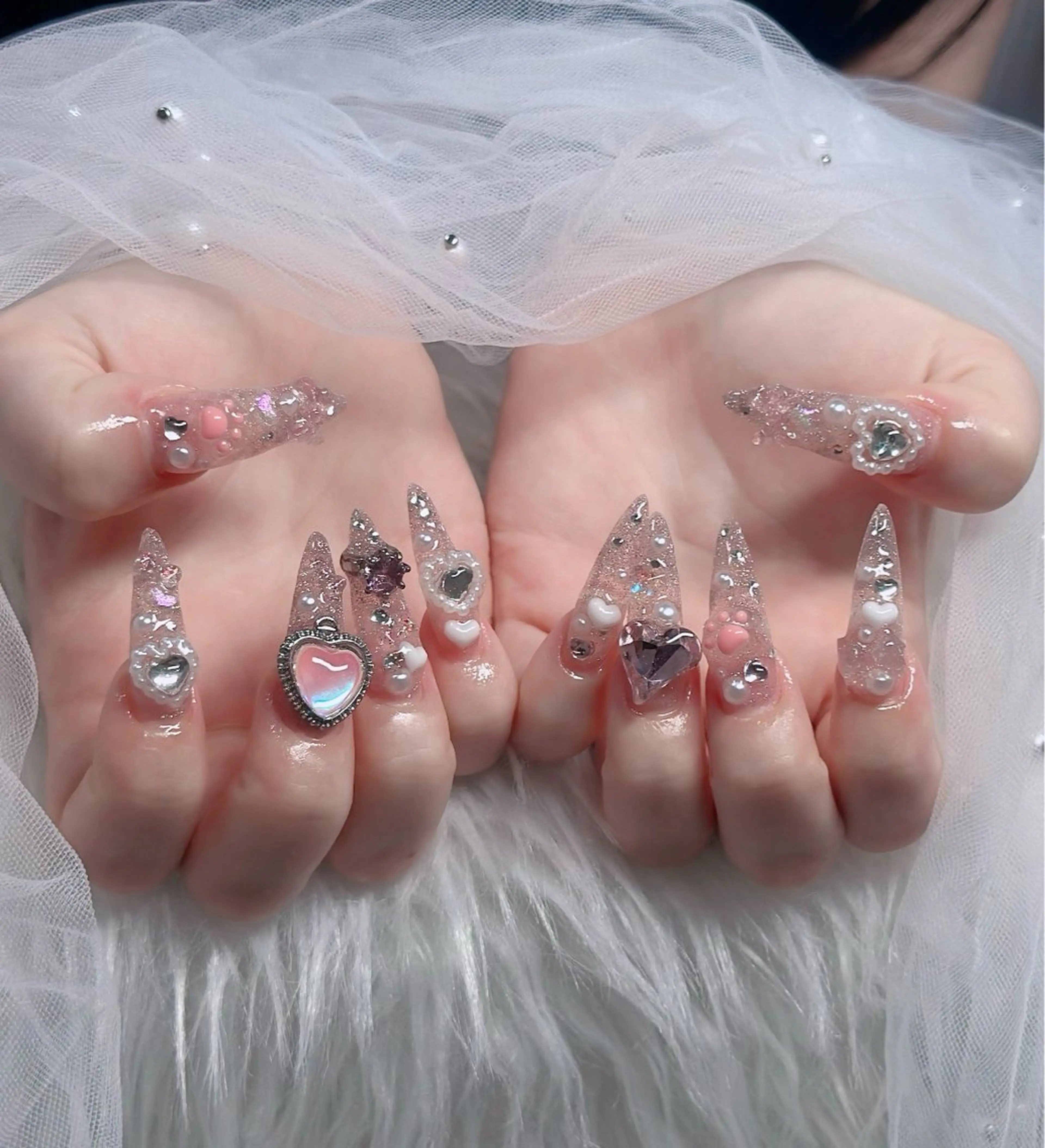 ネイル ハート キラキラネイル リボン ハンドネイル キノコ H.babynailのネイルデザイン