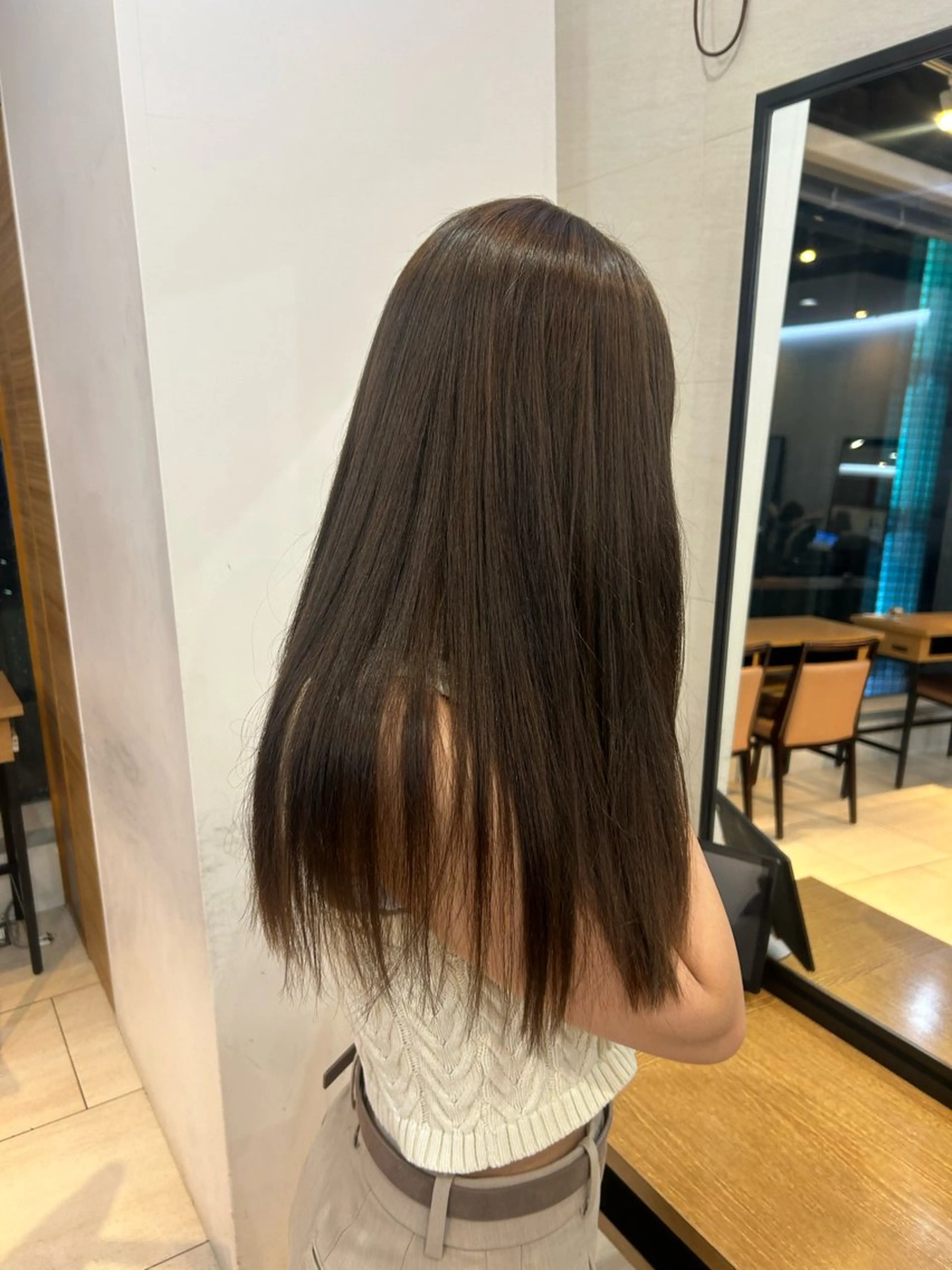ロング カラー ヘアカラー オリーブ/ 透明感カラー/れいあのヘアスタイル