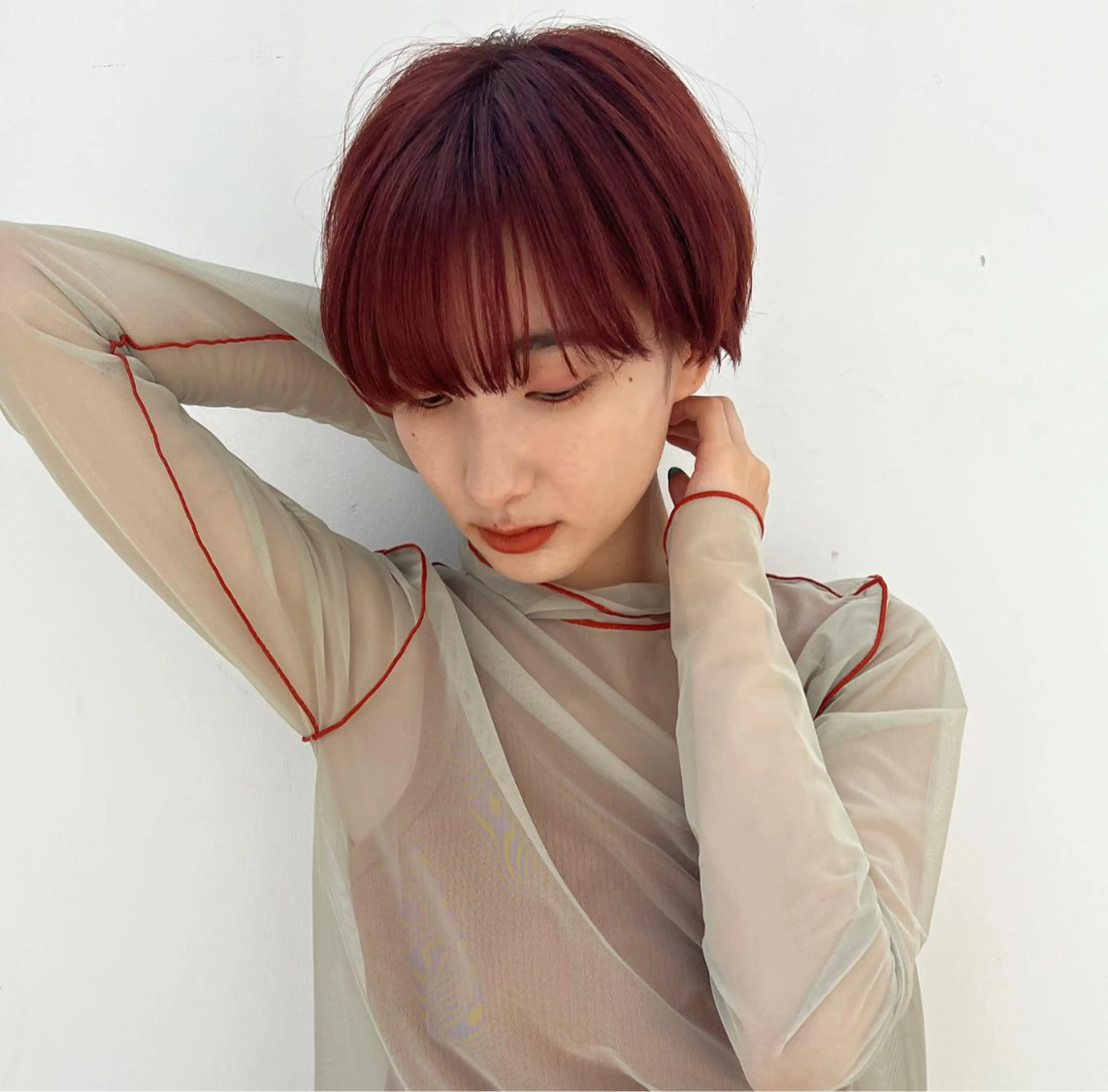 ショート カラー ヘアアレンジ ブリーチ ブラウンカラー ダブルカラー ブリーチなしカラー オレンジ Belle 銀座5丁目店所属・Maki /Jr.スタイリストのヘアスタイル