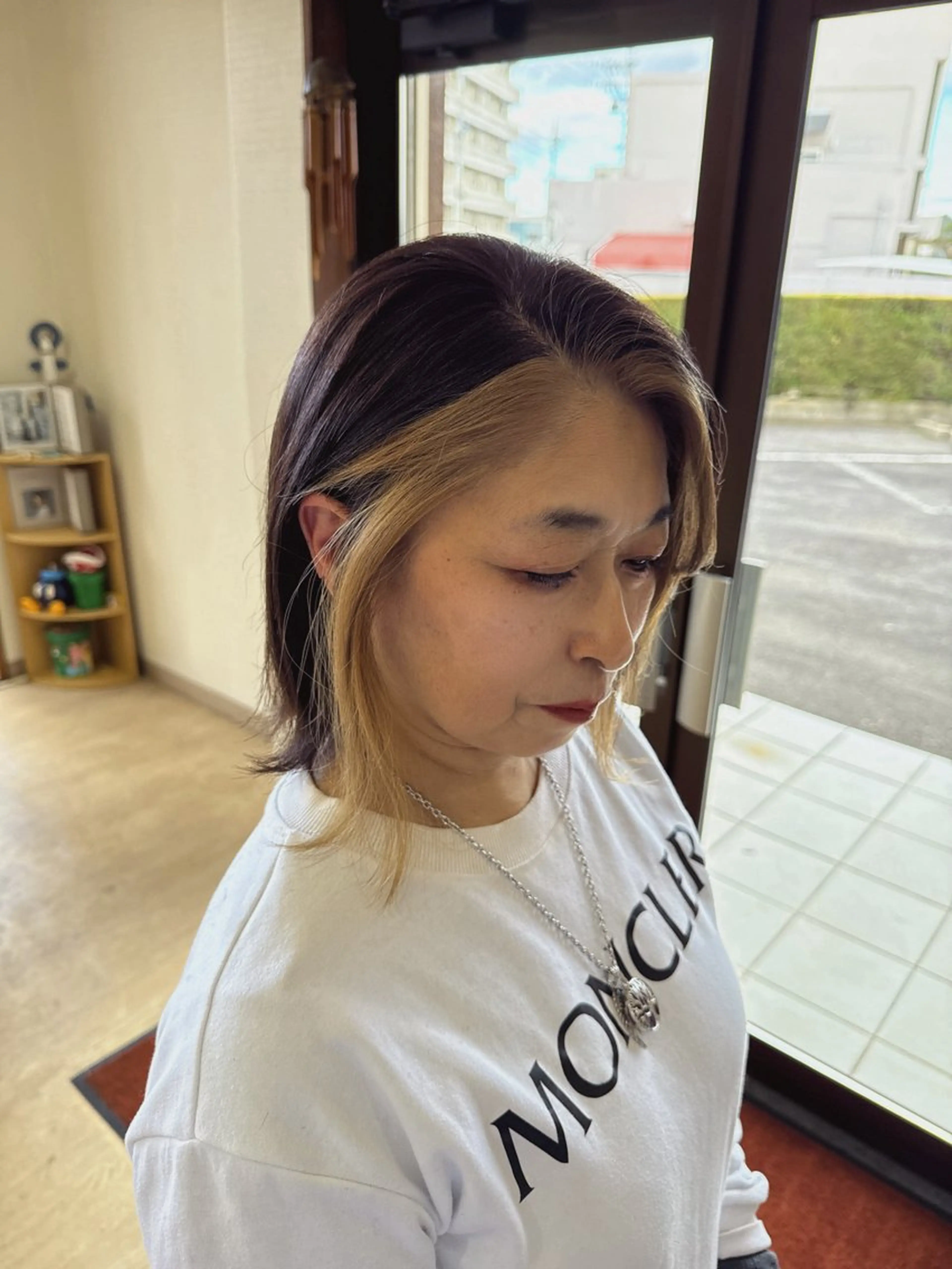 ミディアム カラー ミストバング ベージュカラー  フェイスフレーミング ヘアカラー トリートメント ALOHANA/ Riiのヘアスタイル