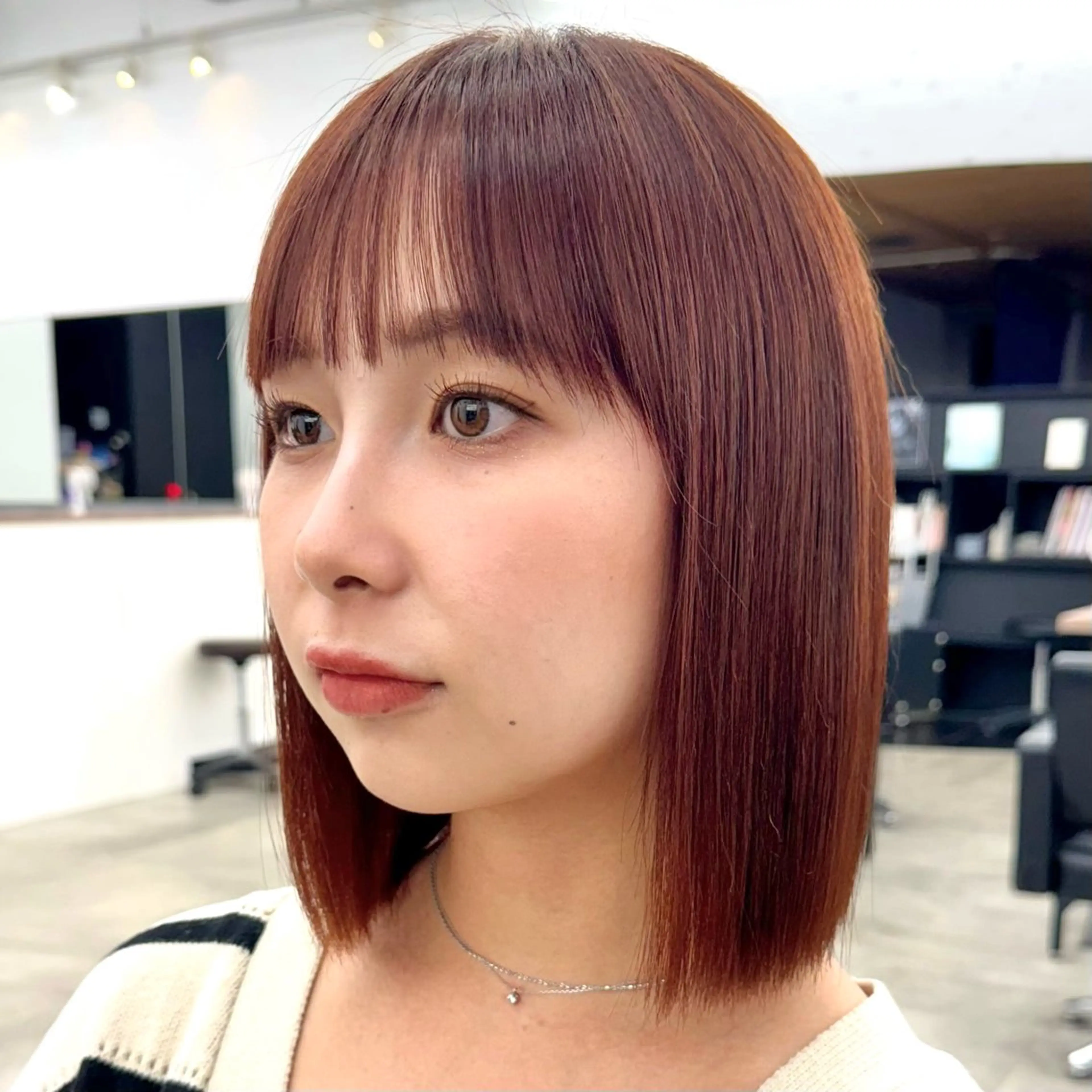 【🉐当日限定💗】🍒暖色ケアカラー🌹➕髪質改善トリートメント➕前髪カット✂️➕marbb付き️🫧の写真