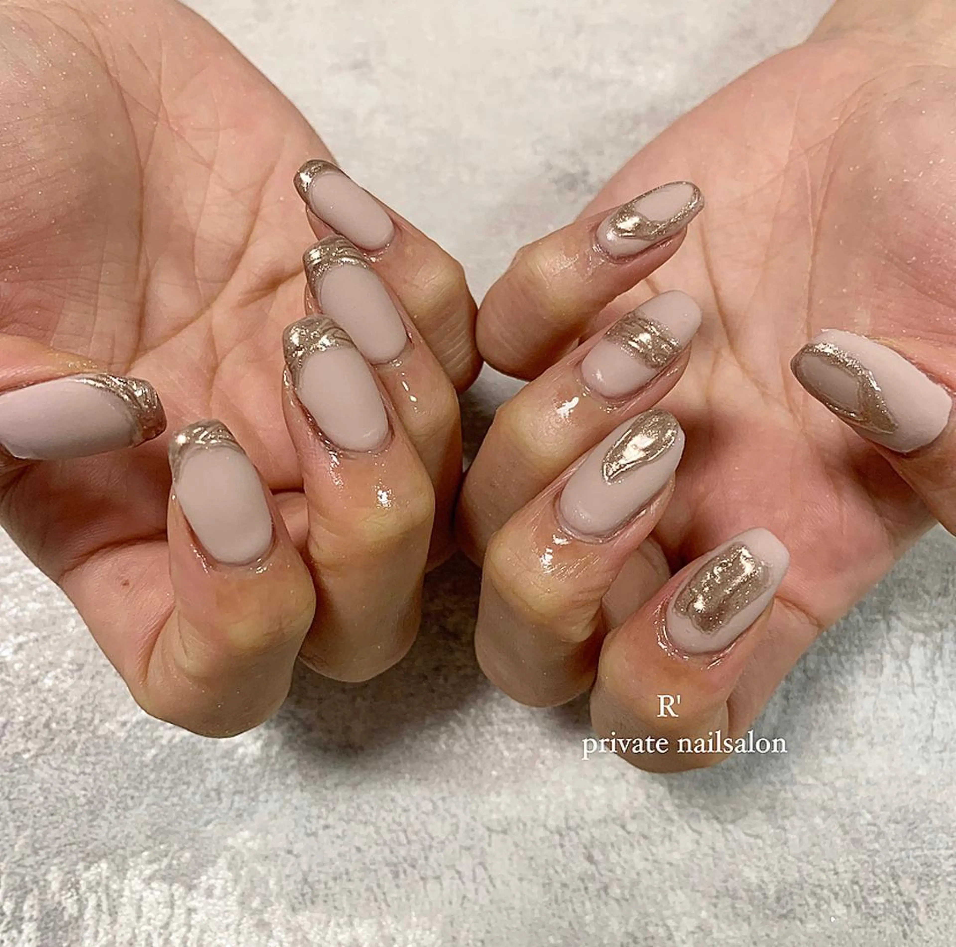 ネイル マットネイル ミラーネイル Bersinar nail所属・Bersinar nail(rina)のネイルデザイン