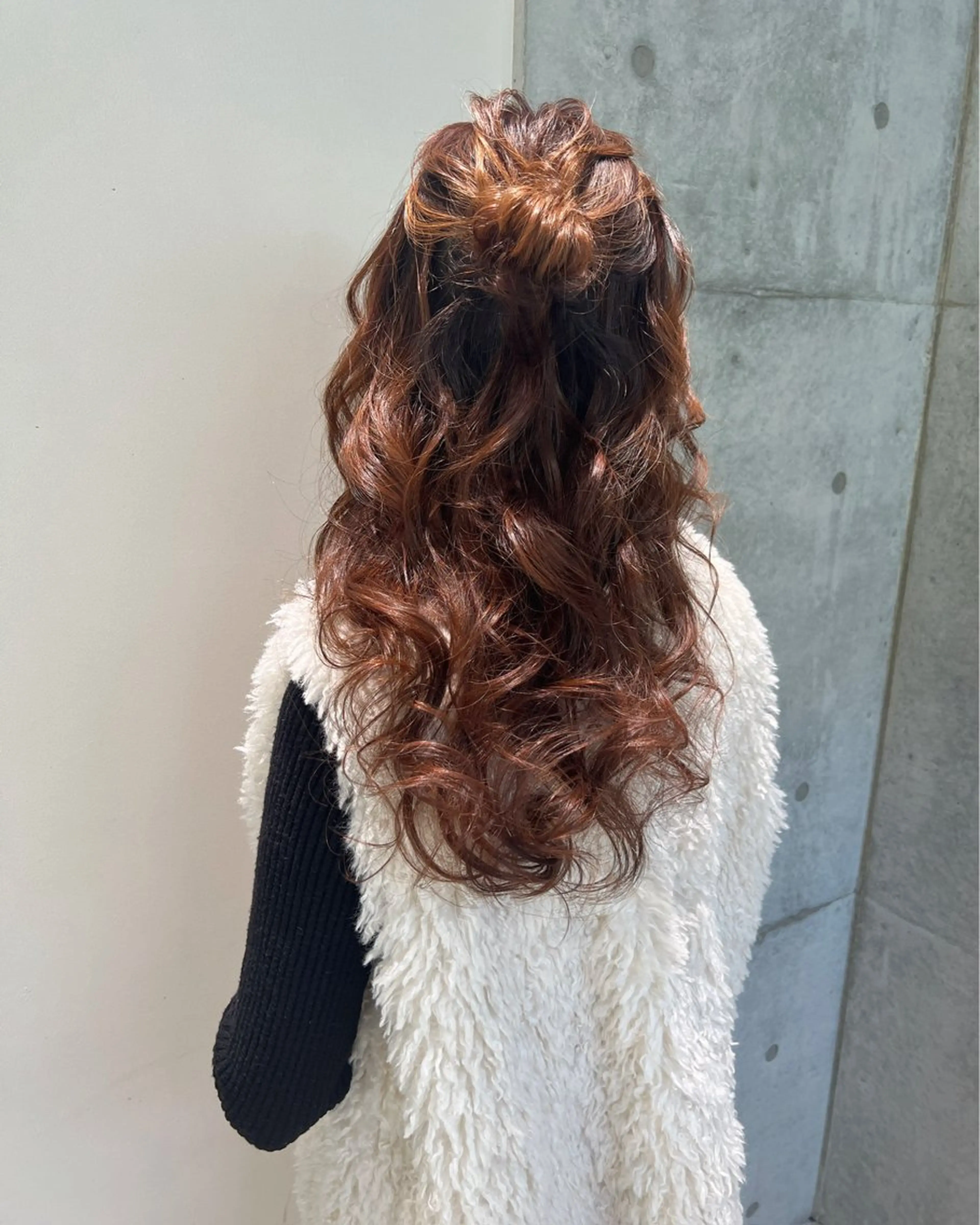 ヘアアレンジ ハーフアップ お団子ヘア Lond Bloom所属・🎀はるか ブリーチ なしダブルカラー🎀のヘアスタイル