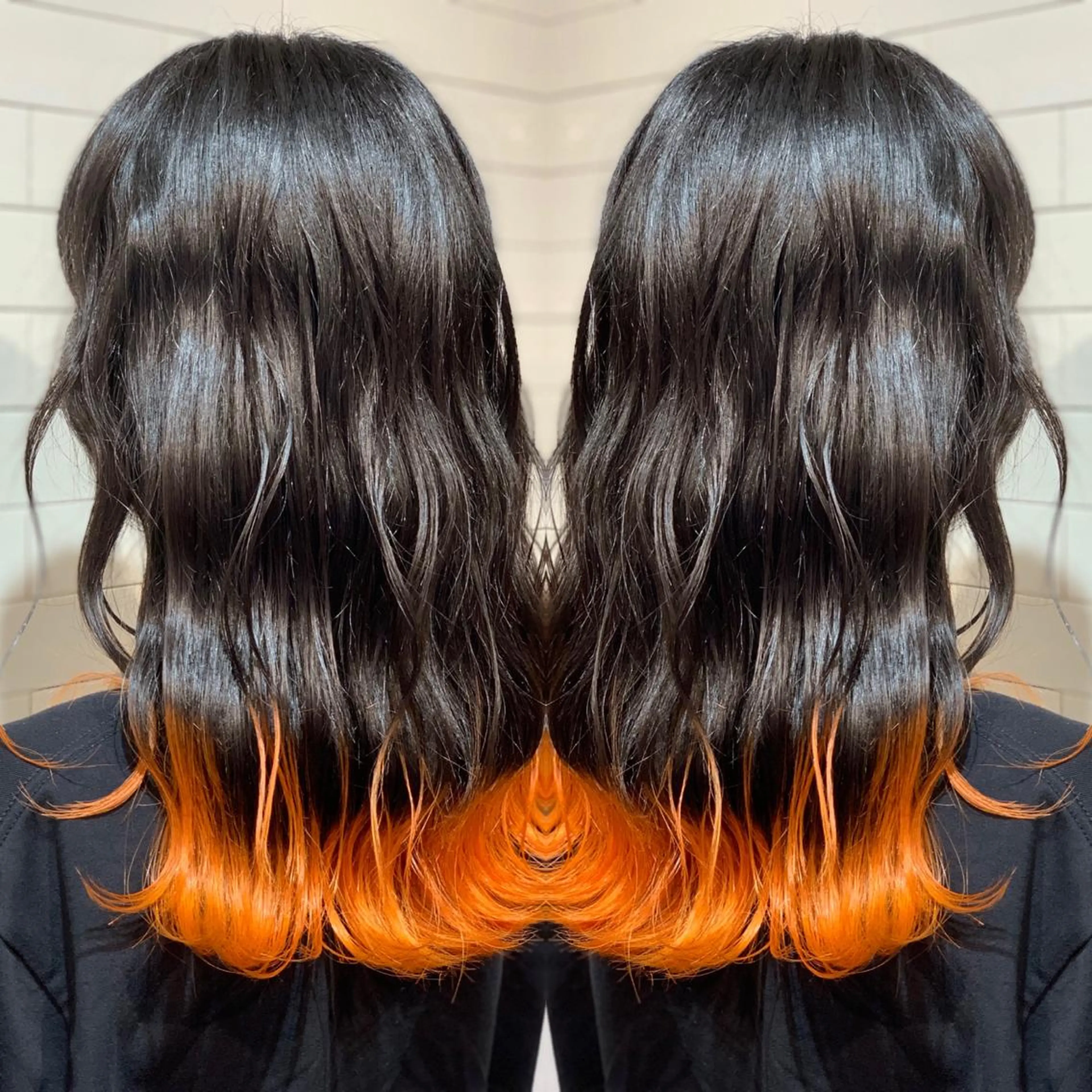 セミロング カラー ヘアアレンジ 髪質改善×ハイトーン 中田啄也のヘアスタイル