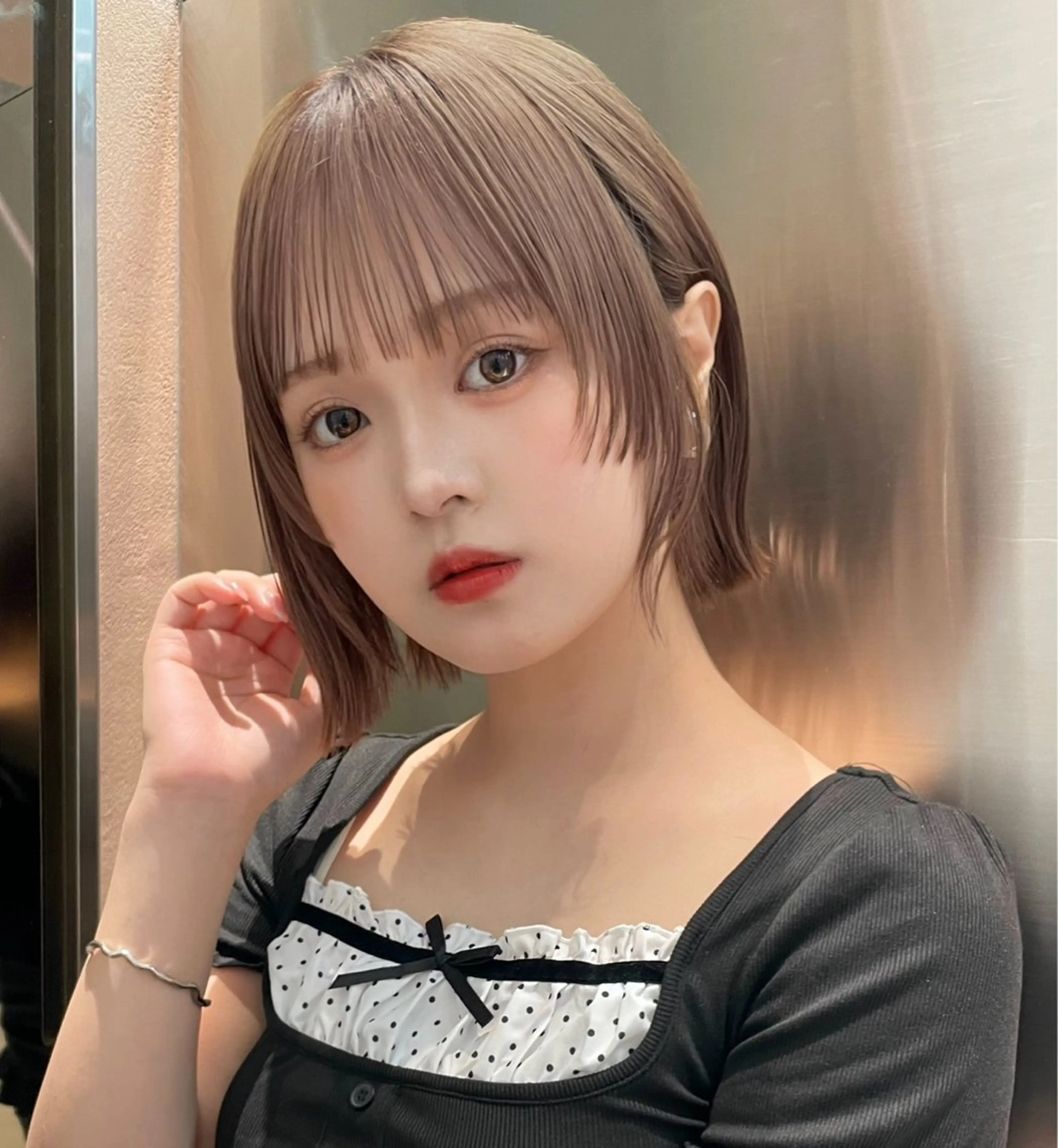 ショート カラー ボブレイヤー ボブ レイヤーカット 小顔カット カット ヘアカラー 大和田拓夢 /縮毛矯正/艶髪ボブのヘアスタイル