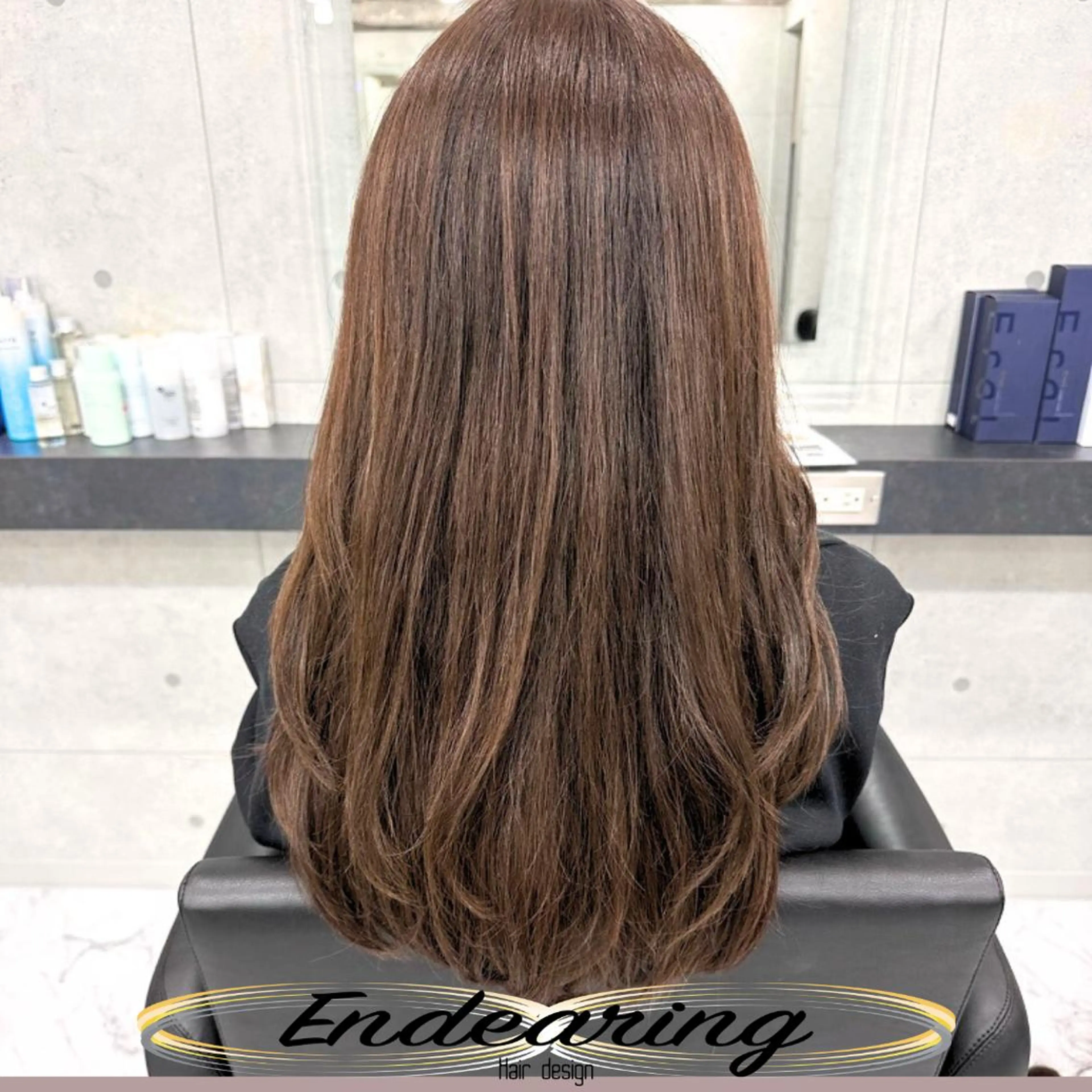 セミロング アッシュ レイヤーカット 小顔カット カット ヘアカラー 柳田 怜那/銀座 Endearingのヘアスタイル
