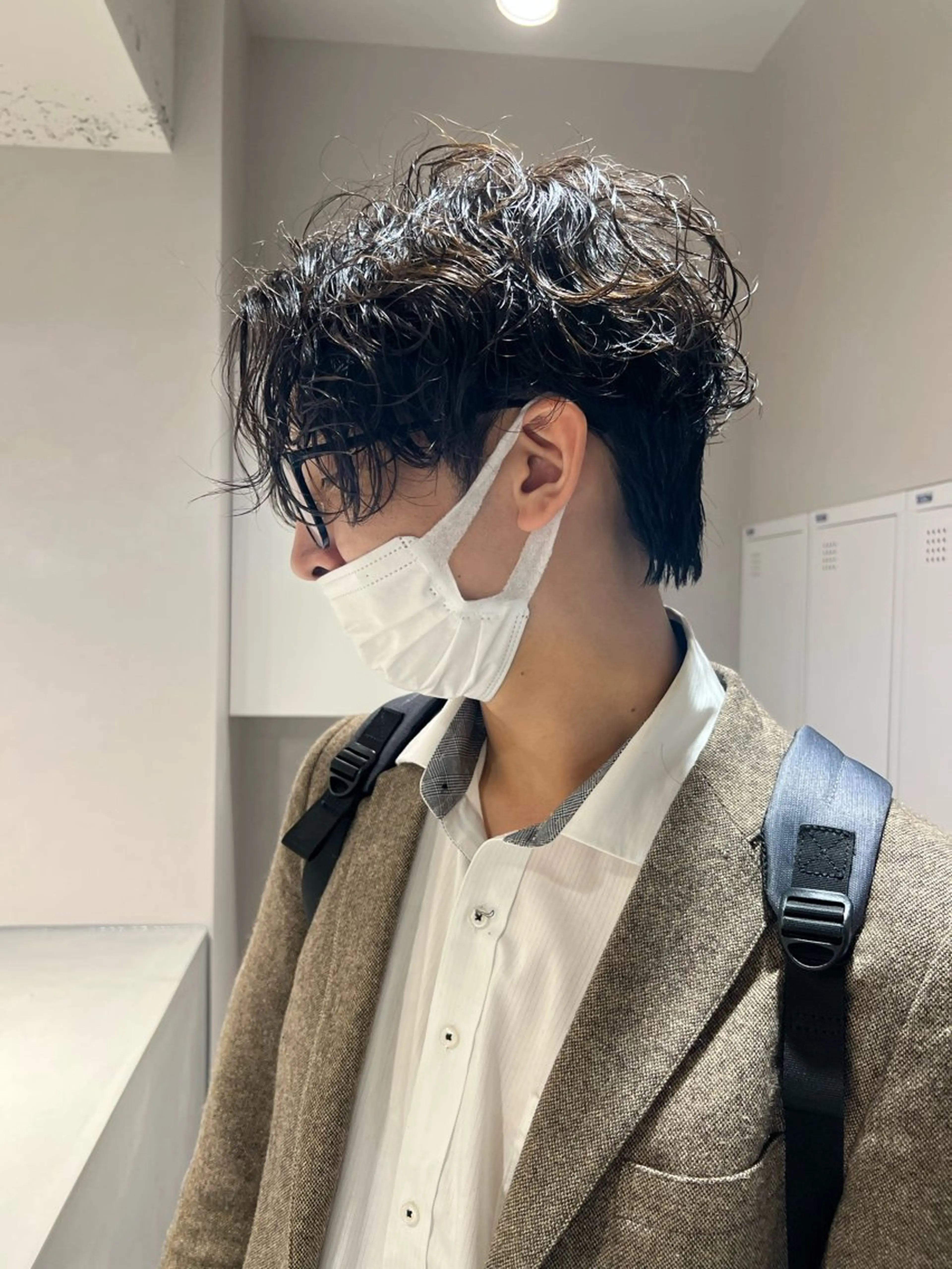 ショート パーマ メンズ センターパート メンズパーマ ニュアンスパーマ 樋野 亮のヘアスタイル