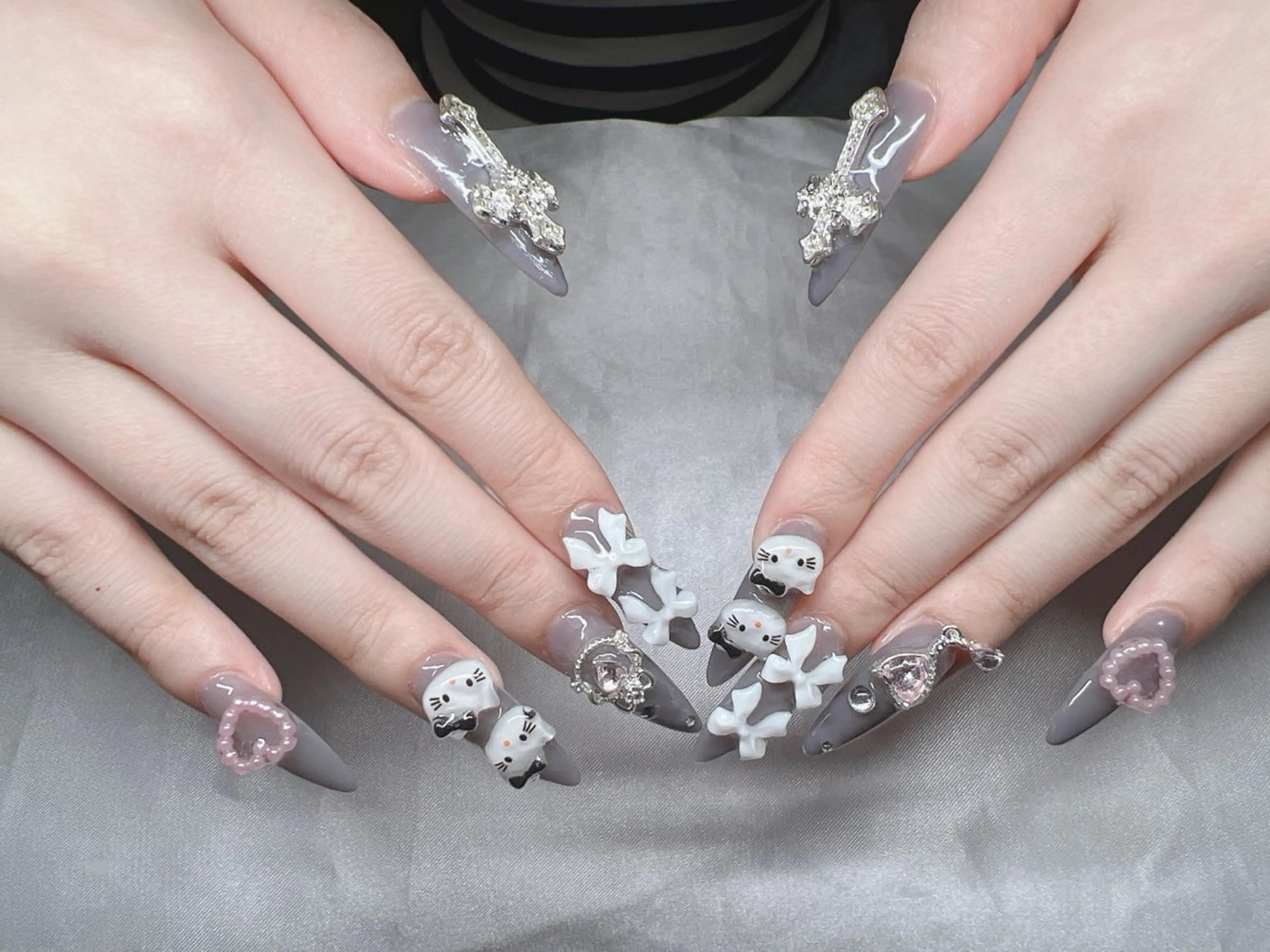 ネイル 長さ出し グラデーション キラキラネイル マグネットネイル ニュアンスネイル ハンドネイル Lee Nails チップ長さだし専門店のネイルデザイン
