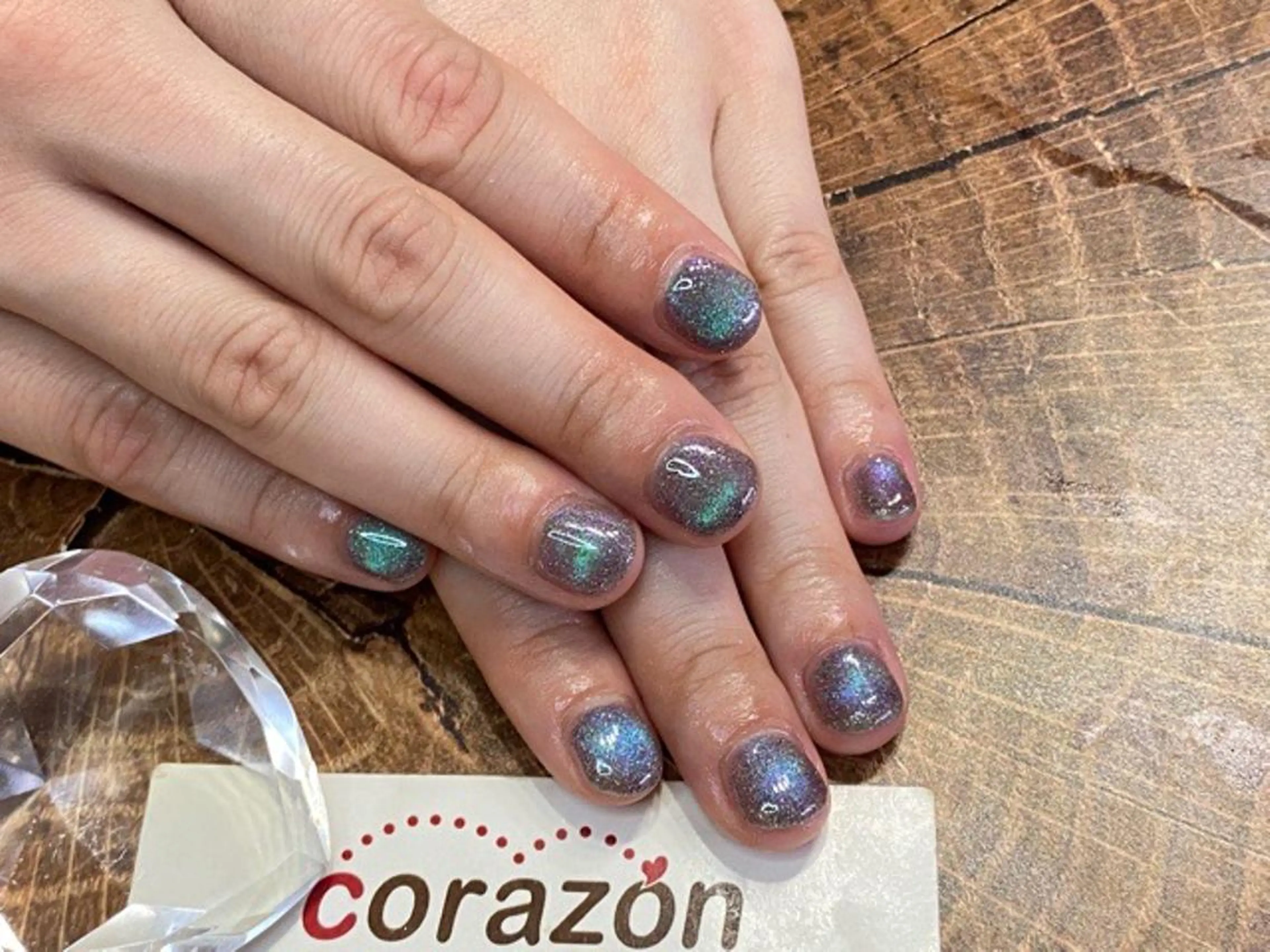 ネイル ブルー ジェルネイル グリーン マグネットネイル ワンカラーネイル ハンドネイル corazon所属・ネイリスト aicoのネイルデザイン