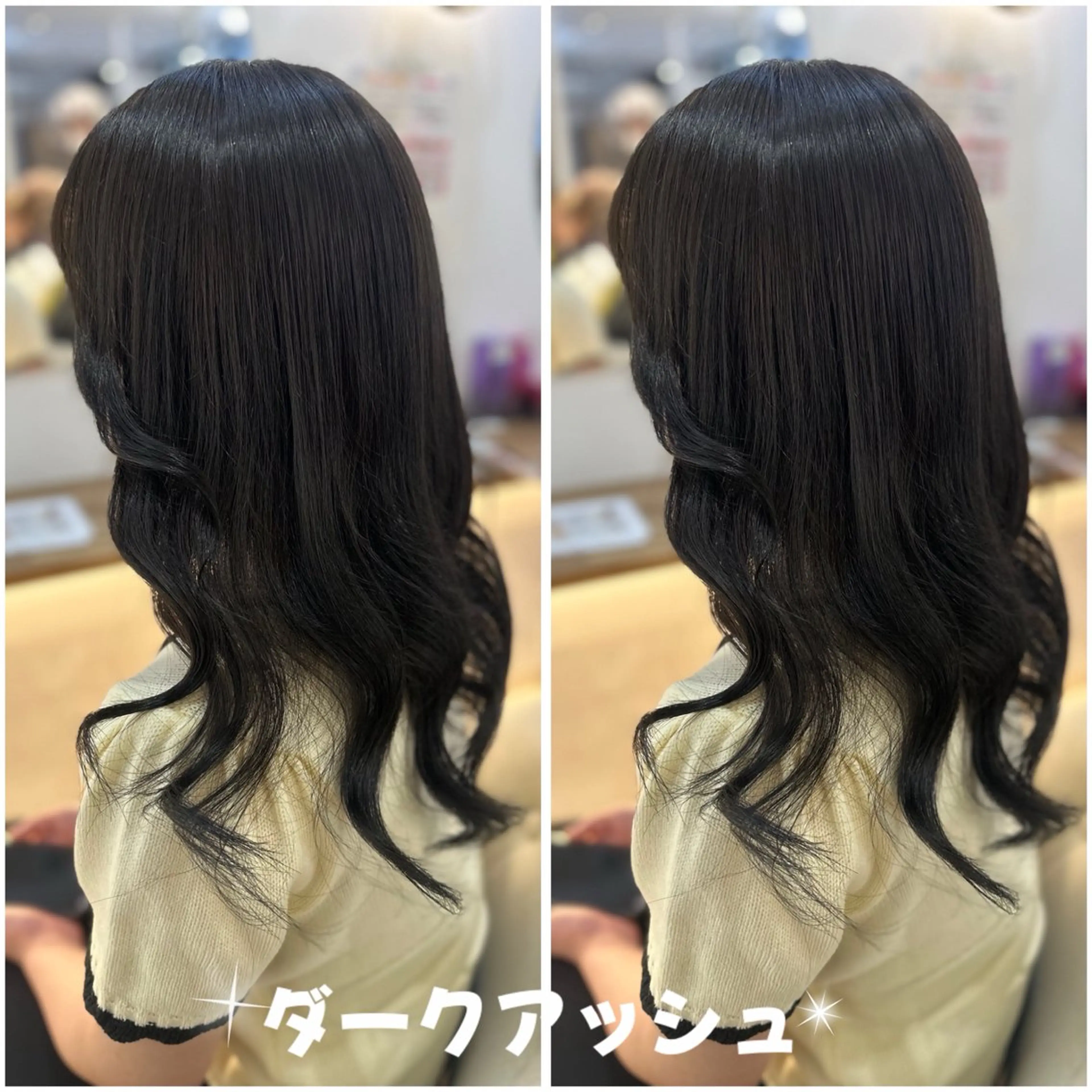 セミロング アッシュ ヘアカラー トリートメント lovis ゆうあのヘアスタイル
