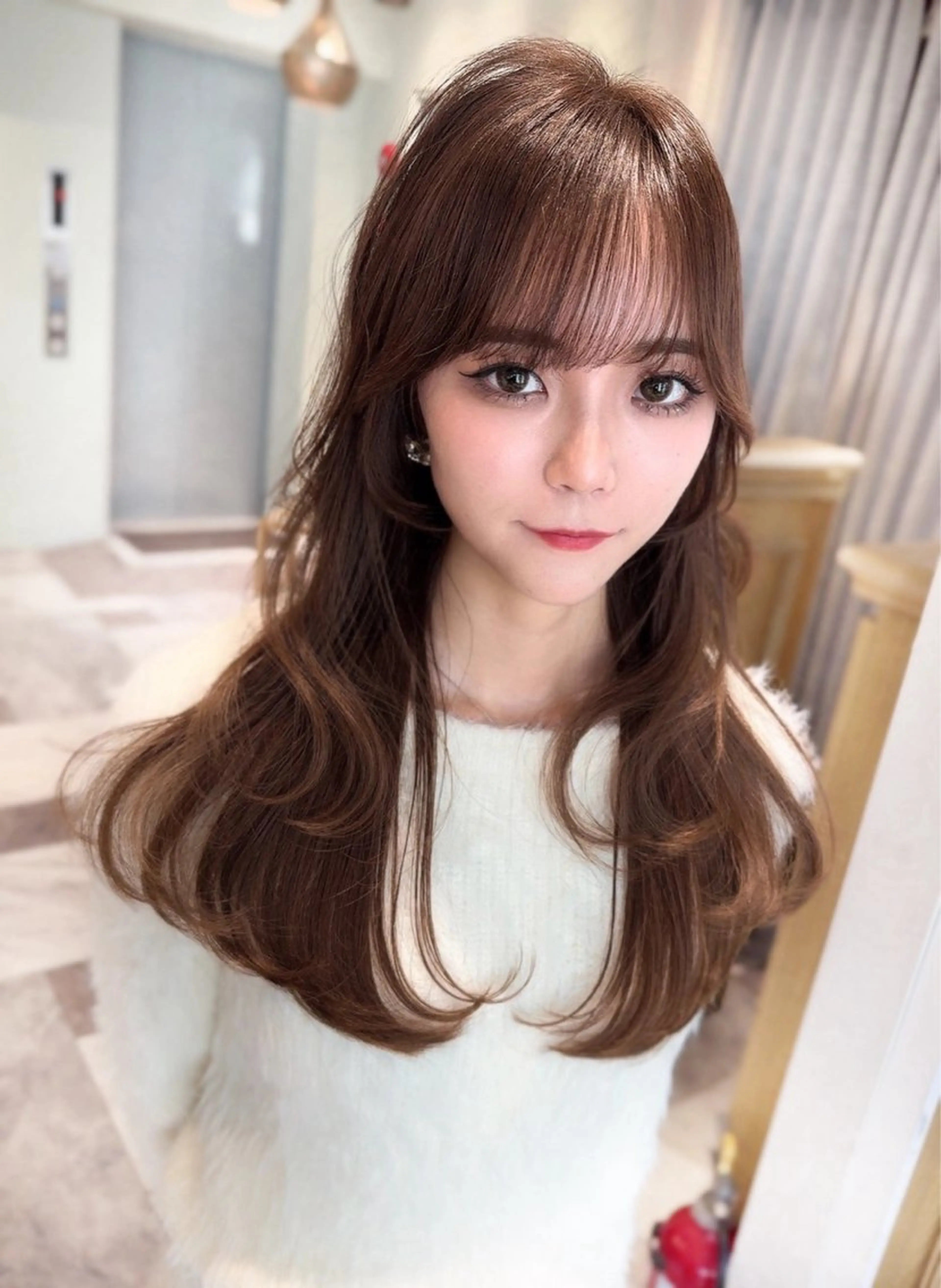 セミロング カラー ベージュカラー 黒髪 ブリーチ ブルーカラー ブルーブラック カット ヘアカラー トリートメント 木屋元一/透明感 /レイヤー/顔まわりのヘアスタイル
