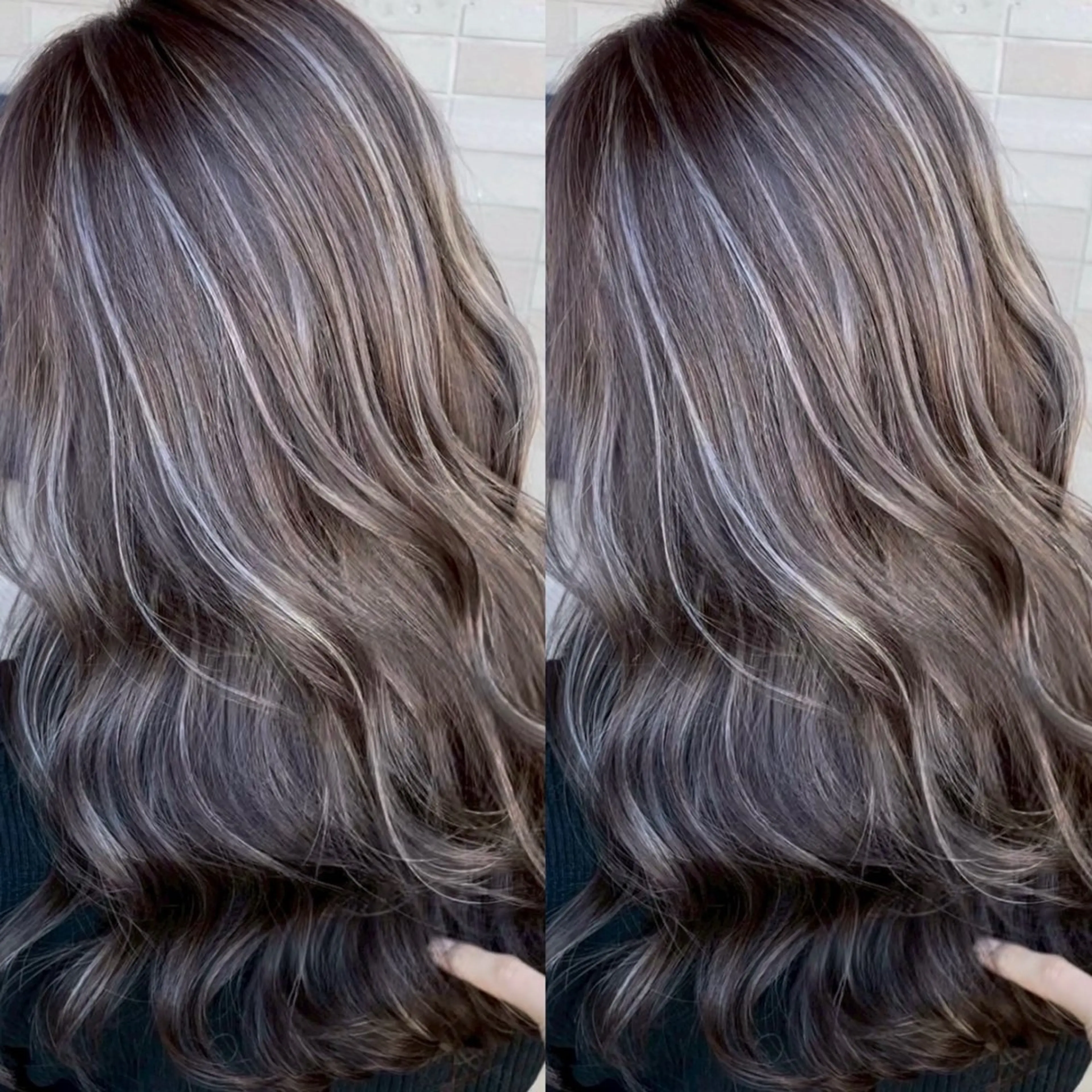 ロング カラー ベージュカラー グレージュ ハイライトカラー ハイライト ヘアカラー 表参道/ハイライト リタッチ/縮毛矯正のヘアスタイル