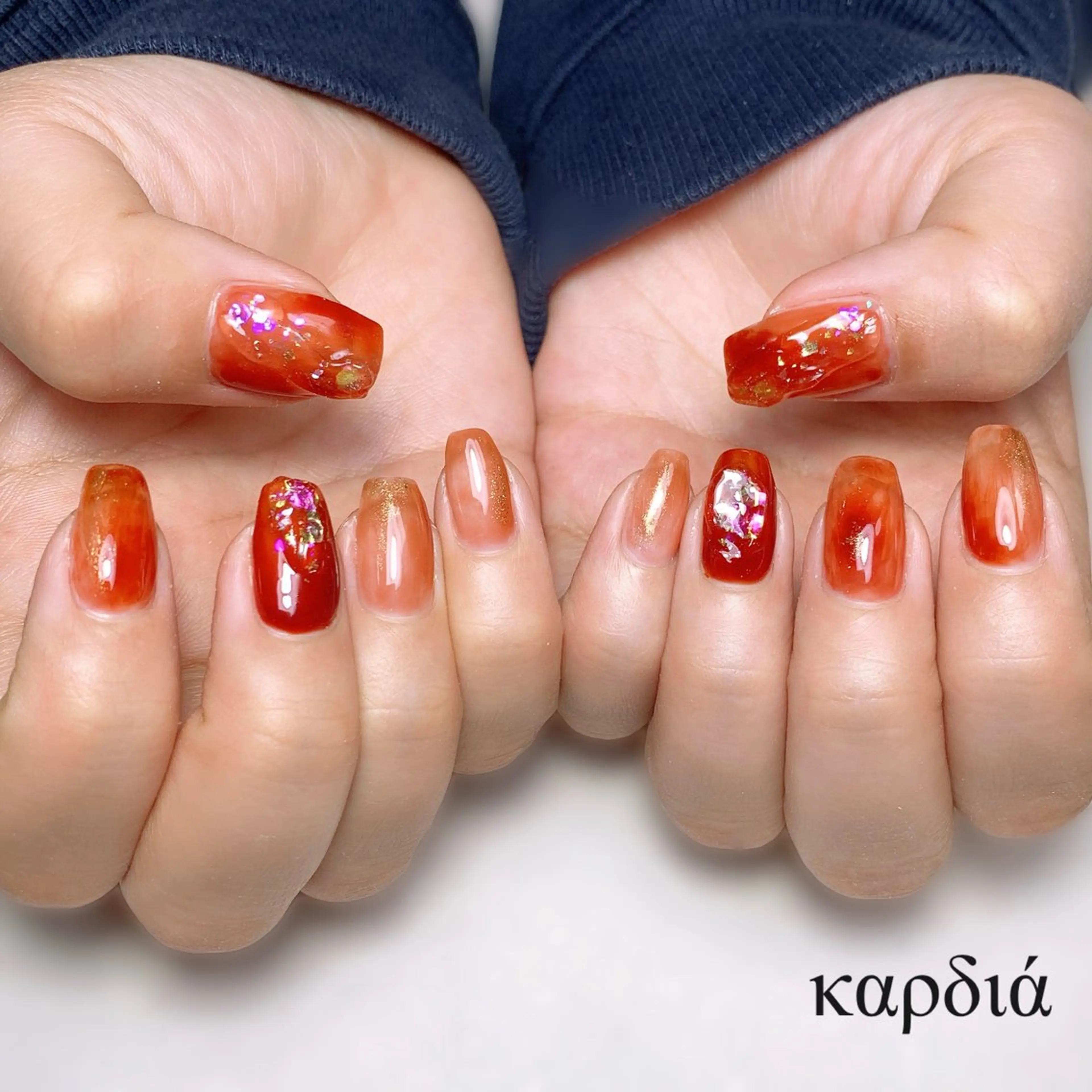 ネイル ハンドネイル καρδιά -ｶﾙﾃﾞｨｱ-のネイルデザイン